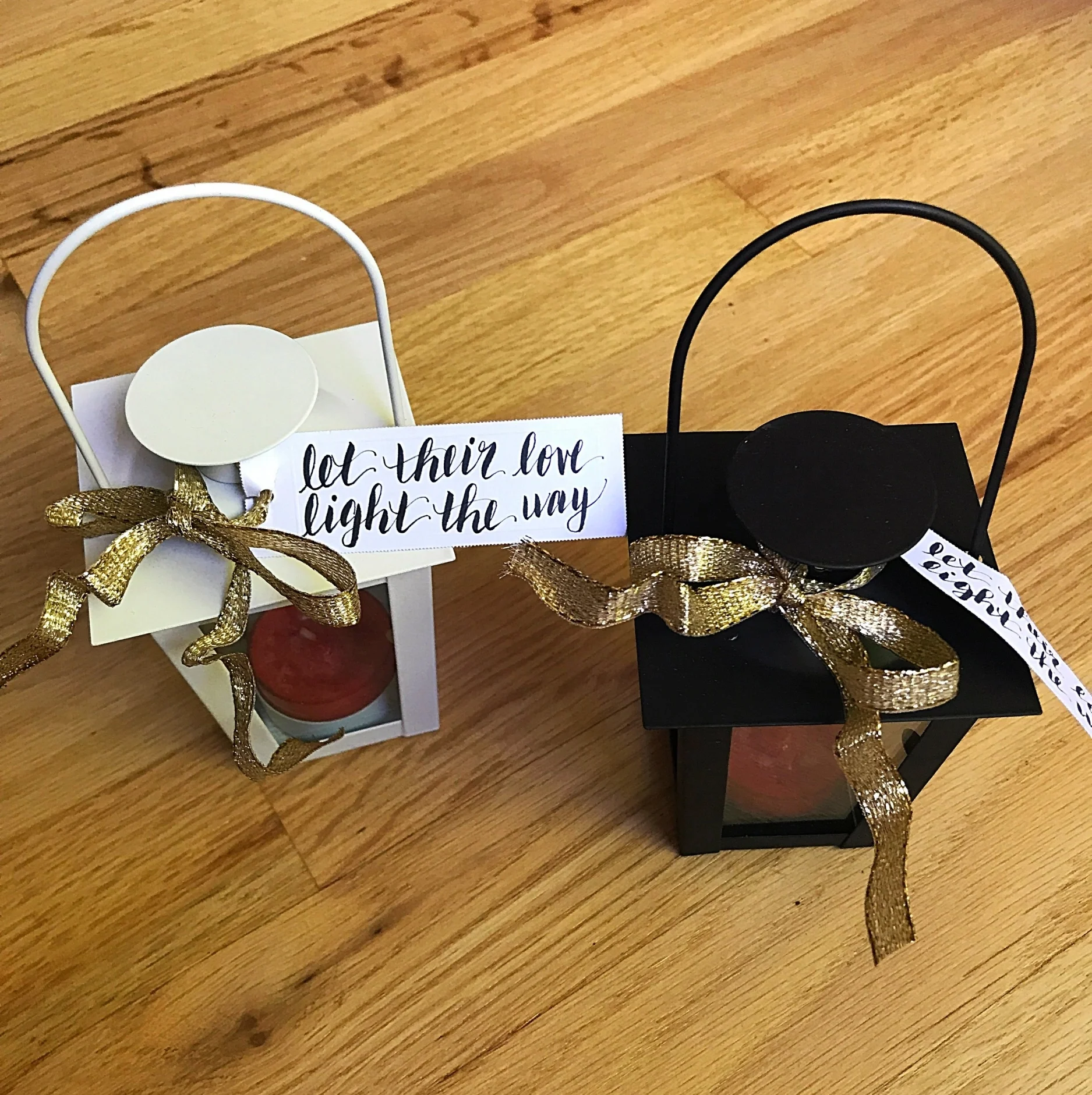 My best friend and bridesmaid, Liza, couldn't attend the shower, but she contributed in the sweetest way. She hand-lettered the tags for the favors and they were perfect!