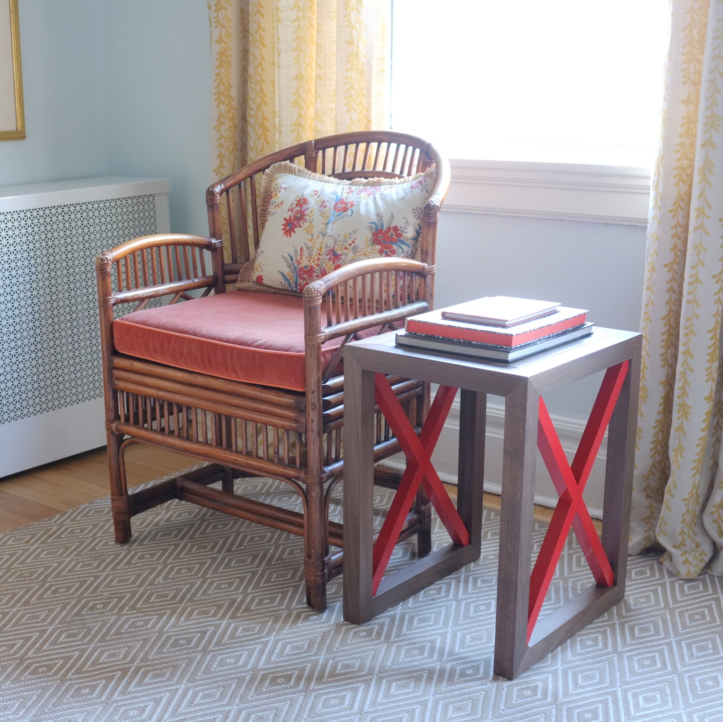 Broome Accent Table, Walnut & Geranium Lacquer