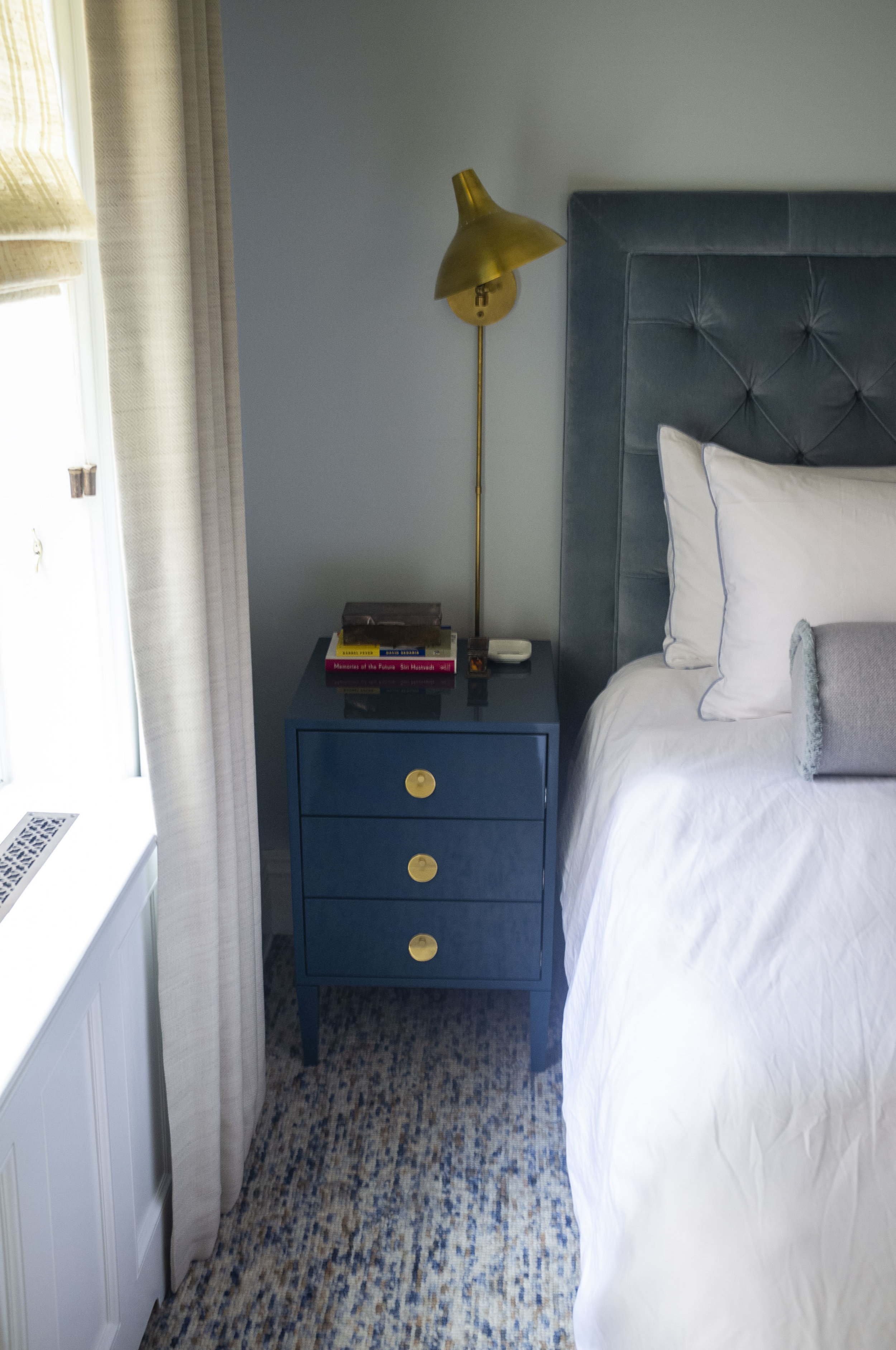 Barrow Bedside Table, Oxford Blue Lacquer, Small