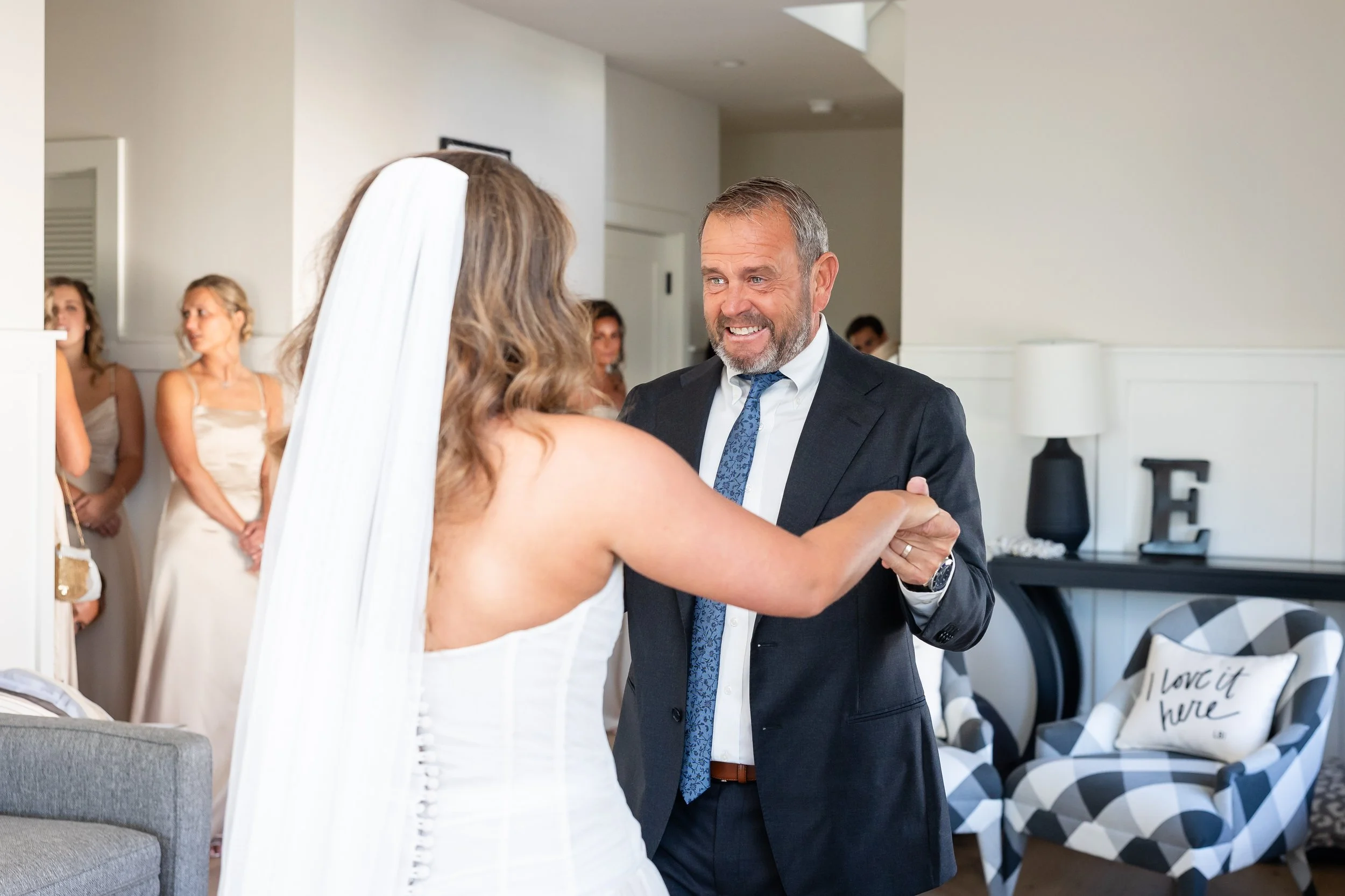 LBI wedding first look with bride and father