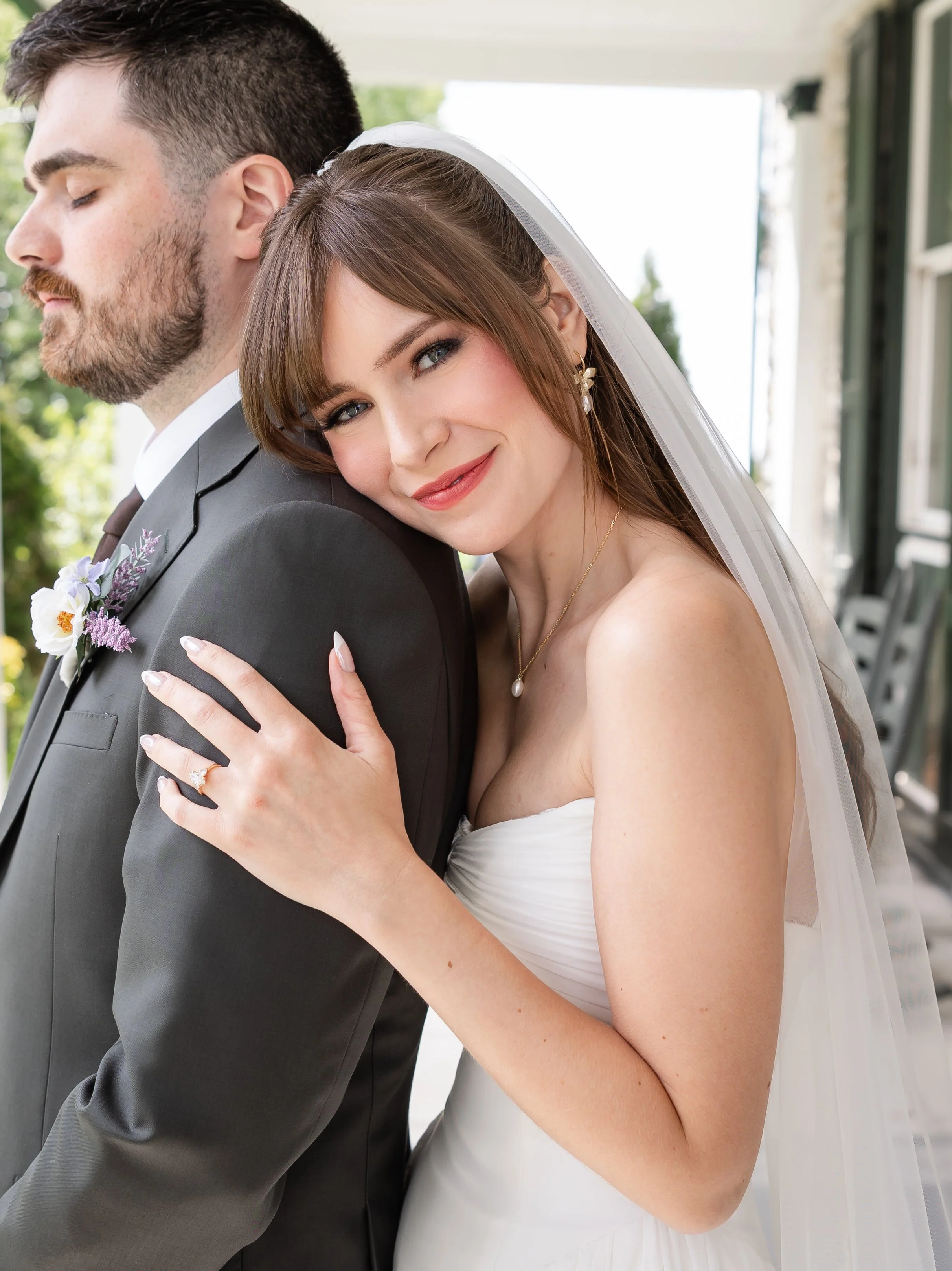 Bride and Groom first look portraits at historic Farm in New Hope PA