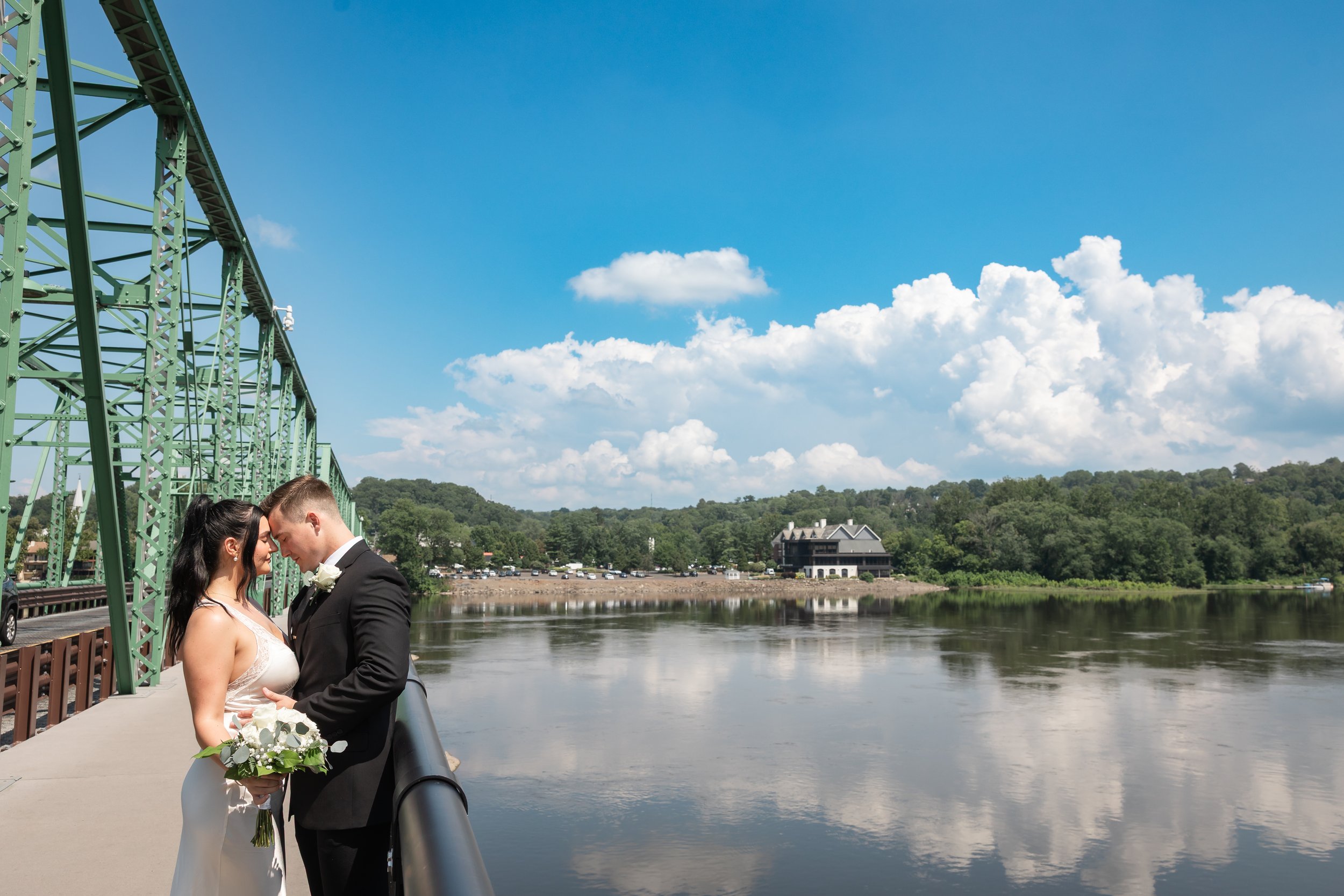 Couple embracing during their New Hope PA elopement photography session