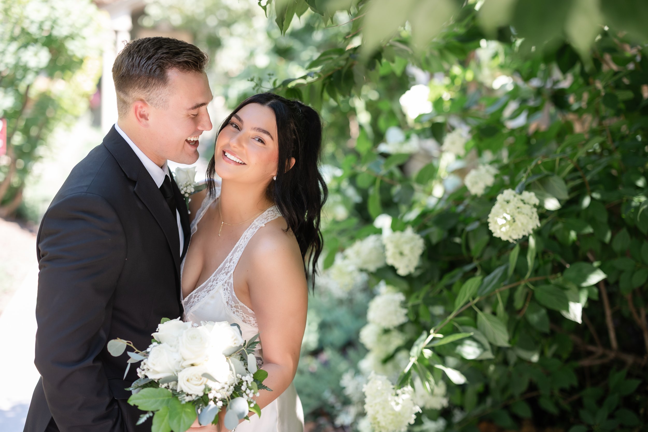Casey and Dan embracing during their New Hope PA elopement photography session