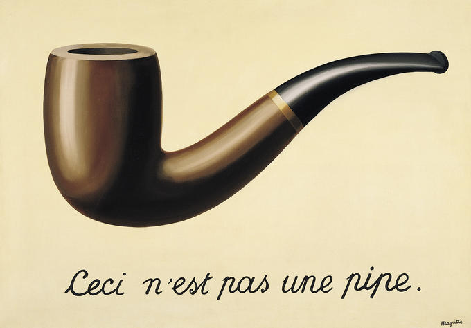 French Surrealist René Magritte: "This is not a Pipe" from his series The Treachery of Images (1928-29).