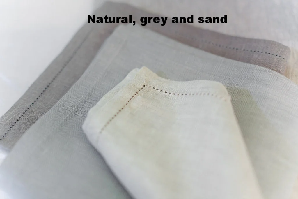 Sand, Grey and Natural 100% linen serviettes
