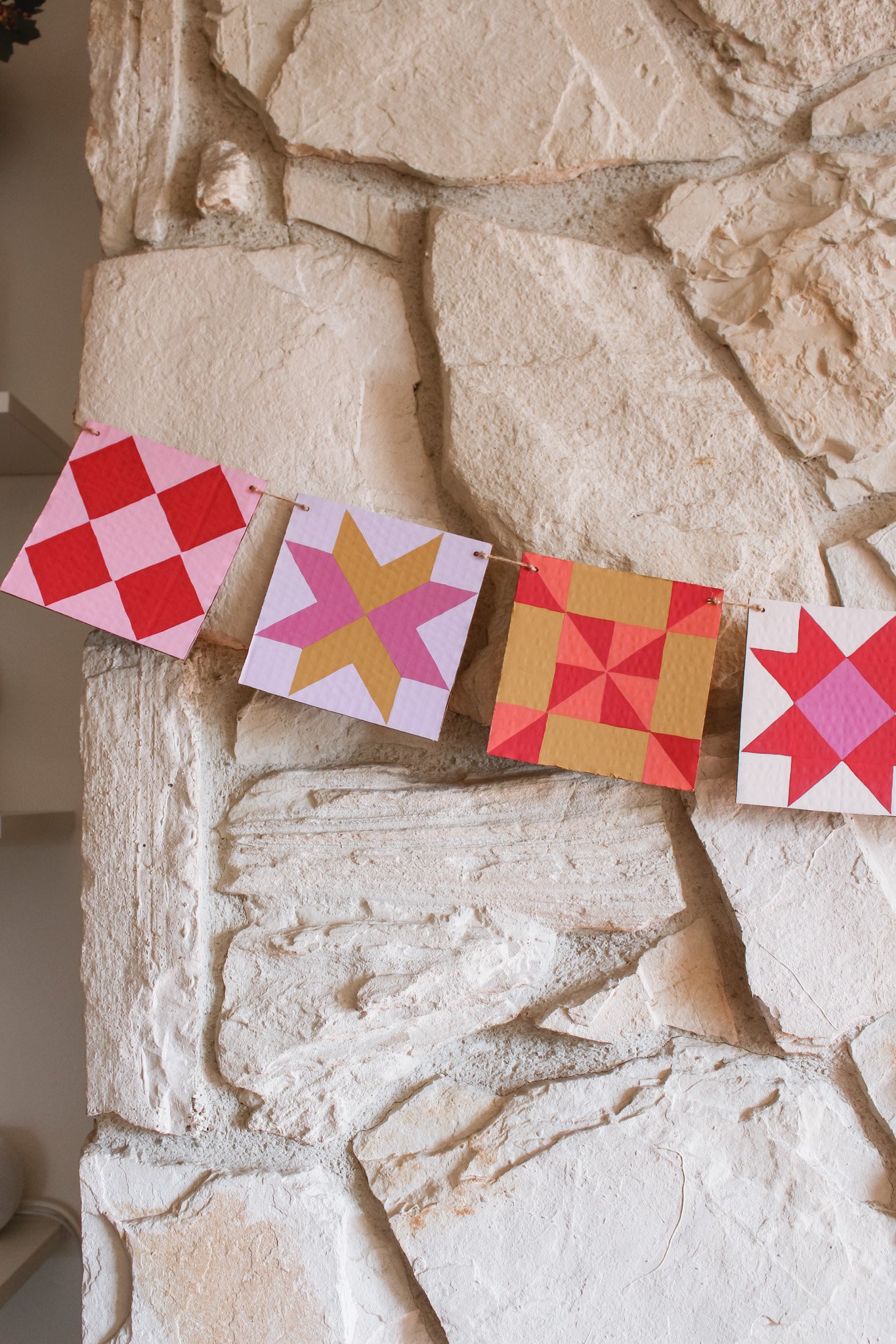 DIY Valentine's Day Decor: Painted Quilt Block Garland — Entertain the Idea