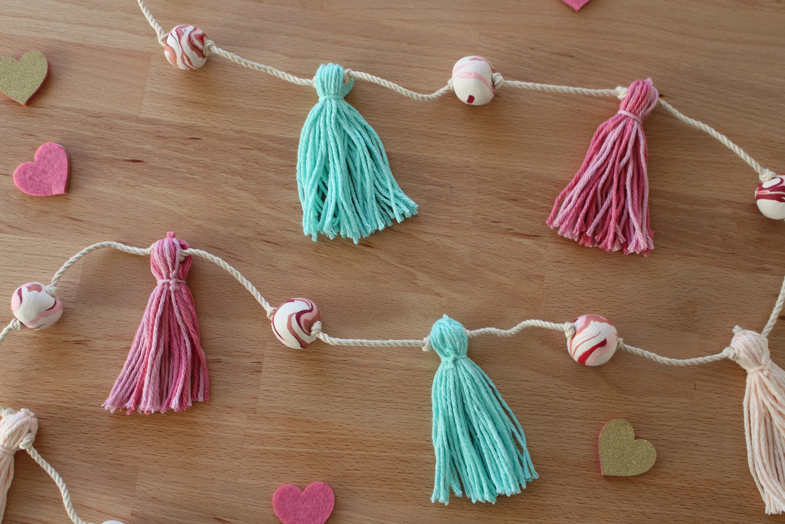 DIY Valentine's Day Bead &amp; Tassel Garland