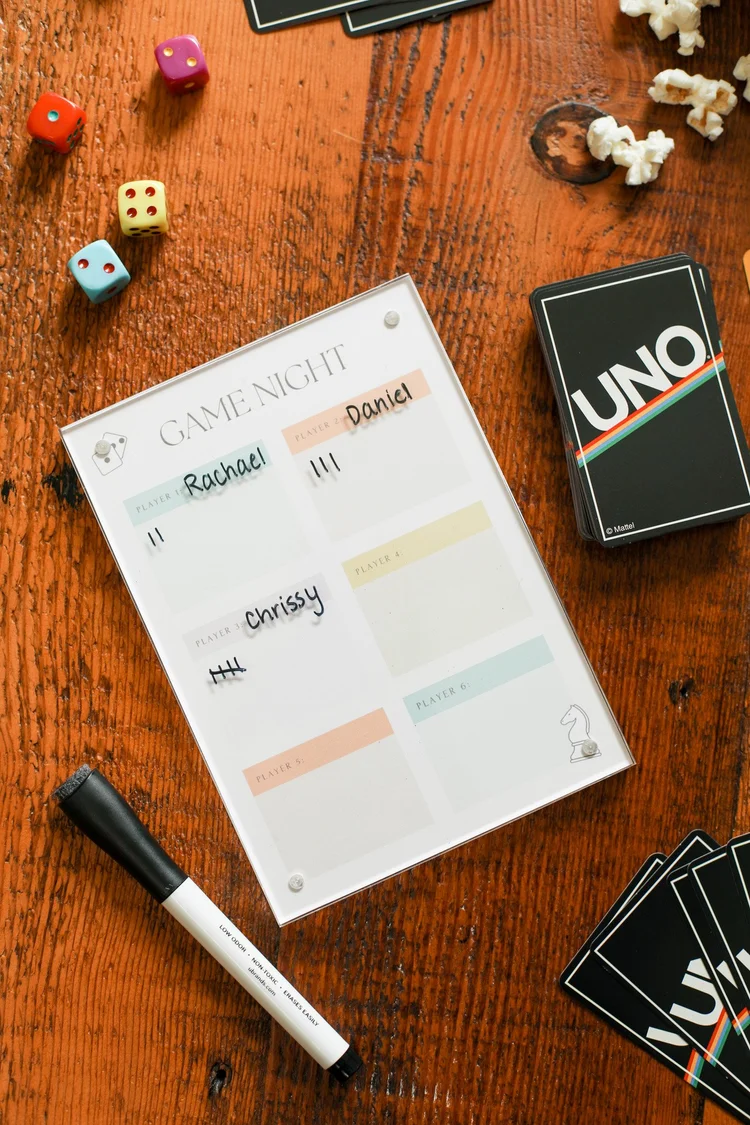 Dry Erase Game Night Scoreboard (& Printable!) — Entertain the Idea