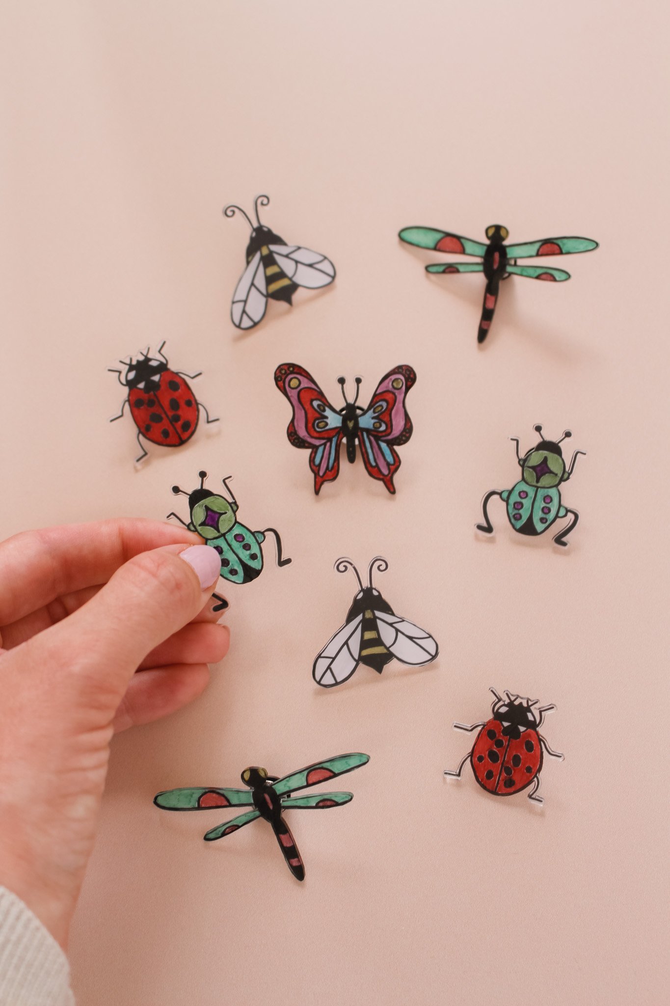DIY Spring Bug Pins (with Shrinky Dinks) — Entertain the Idea