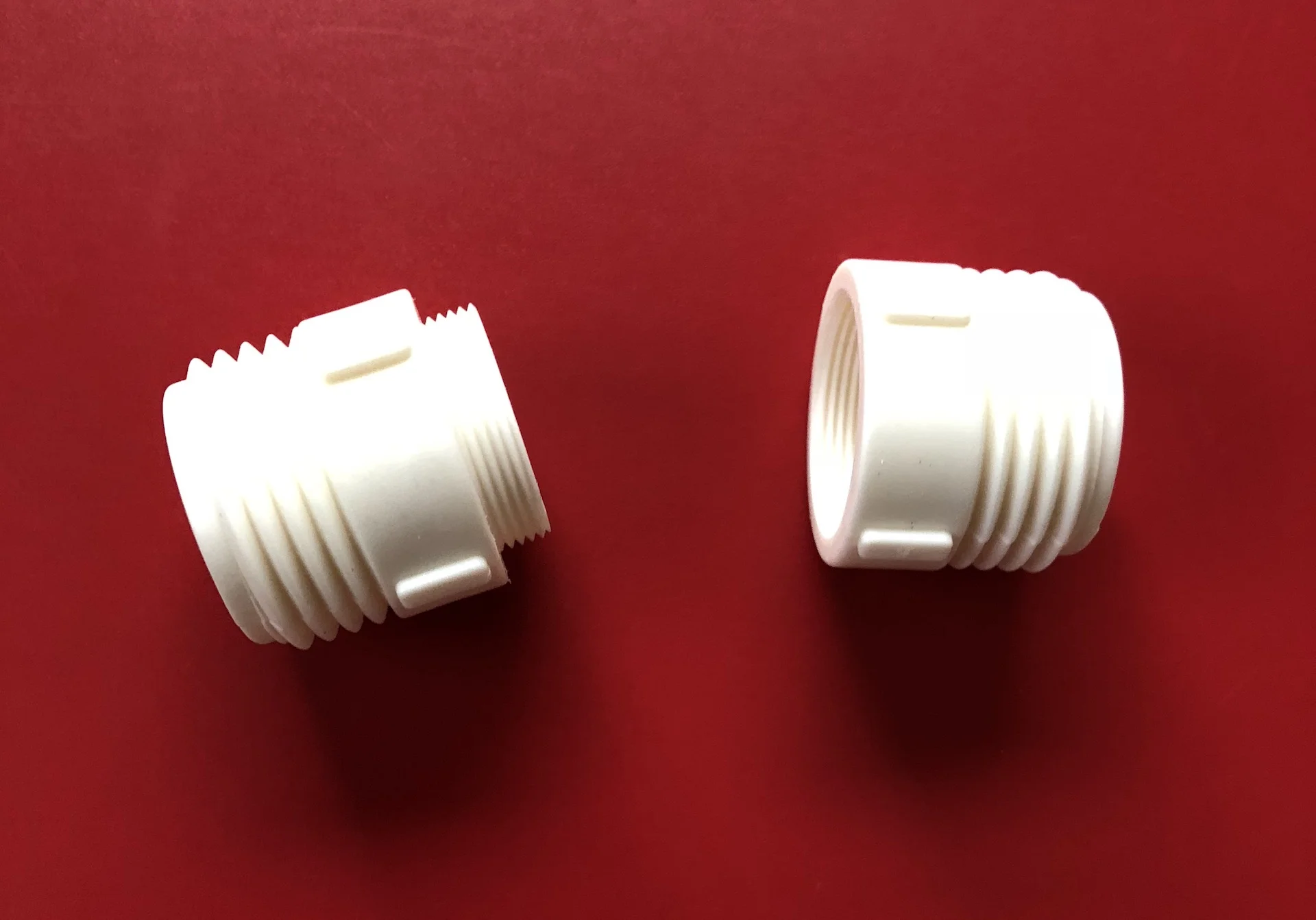 ABS Faucet to Garden Hose adapter. White. Male and female. 13/16 ID, OD.