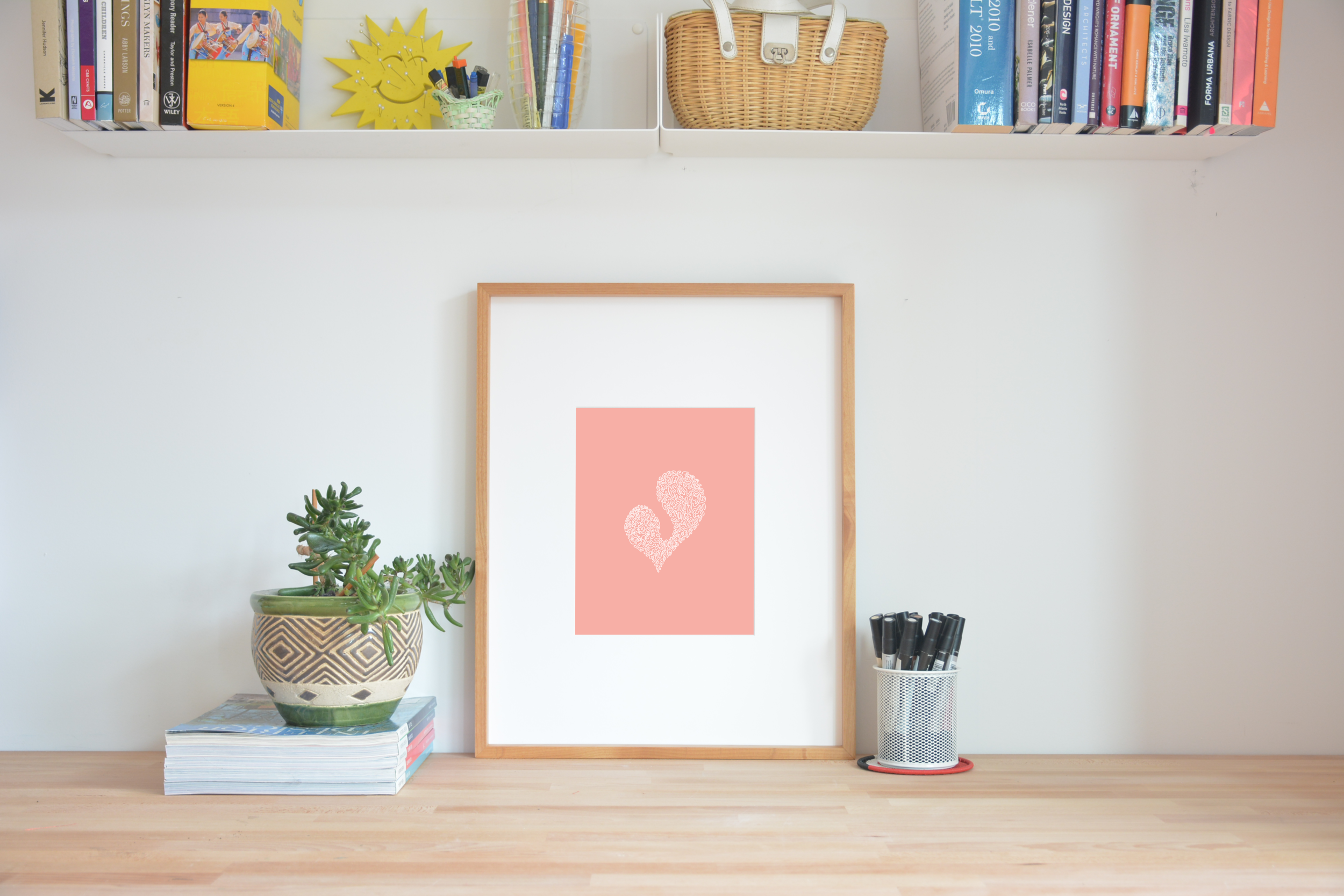 Mini Heart on Pink Background