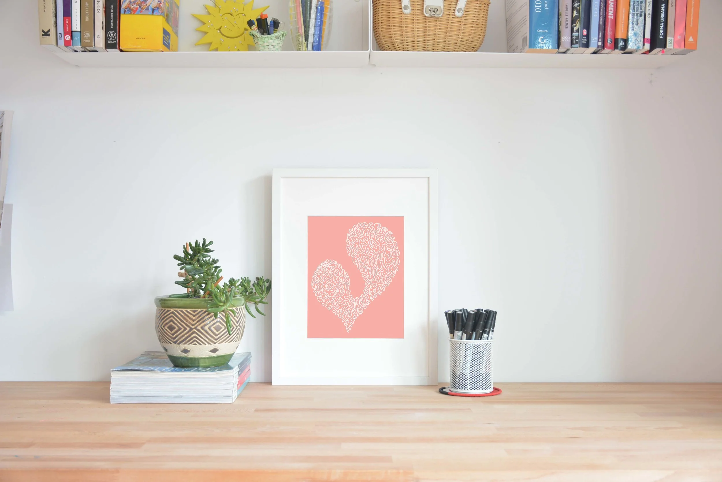 Mighty Heart on Pink Background