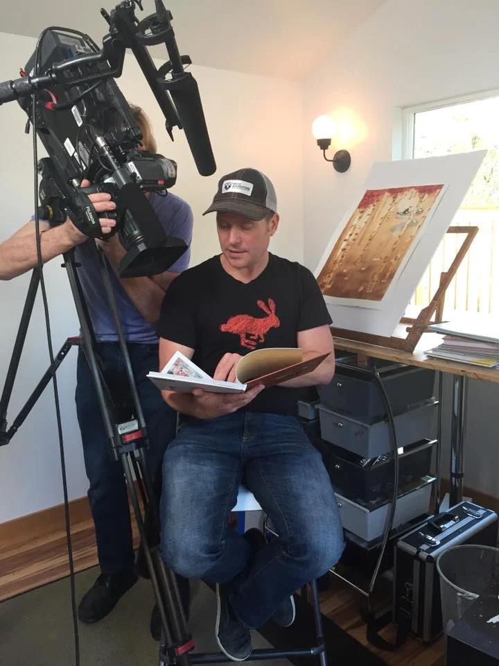 Up close and personal! OPB filming Lee for an upcoming episode of Oregon Art Beat.