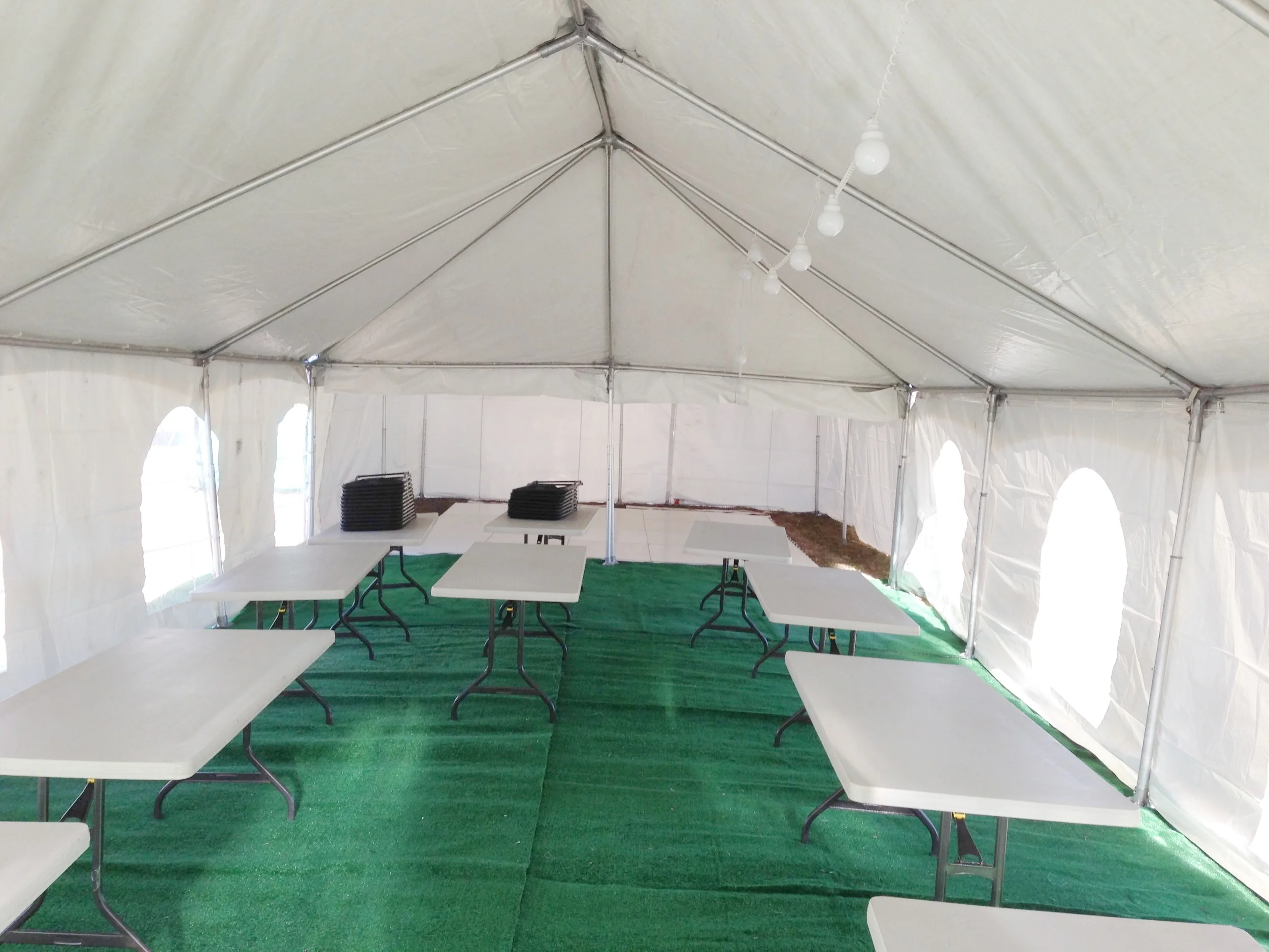  Cover up poor flooring: dirt, weeds, old grass etc. Cover it up to give your event a classier look.
