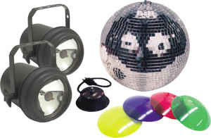 12" Mirror Ball, 2 Lights, and a motor