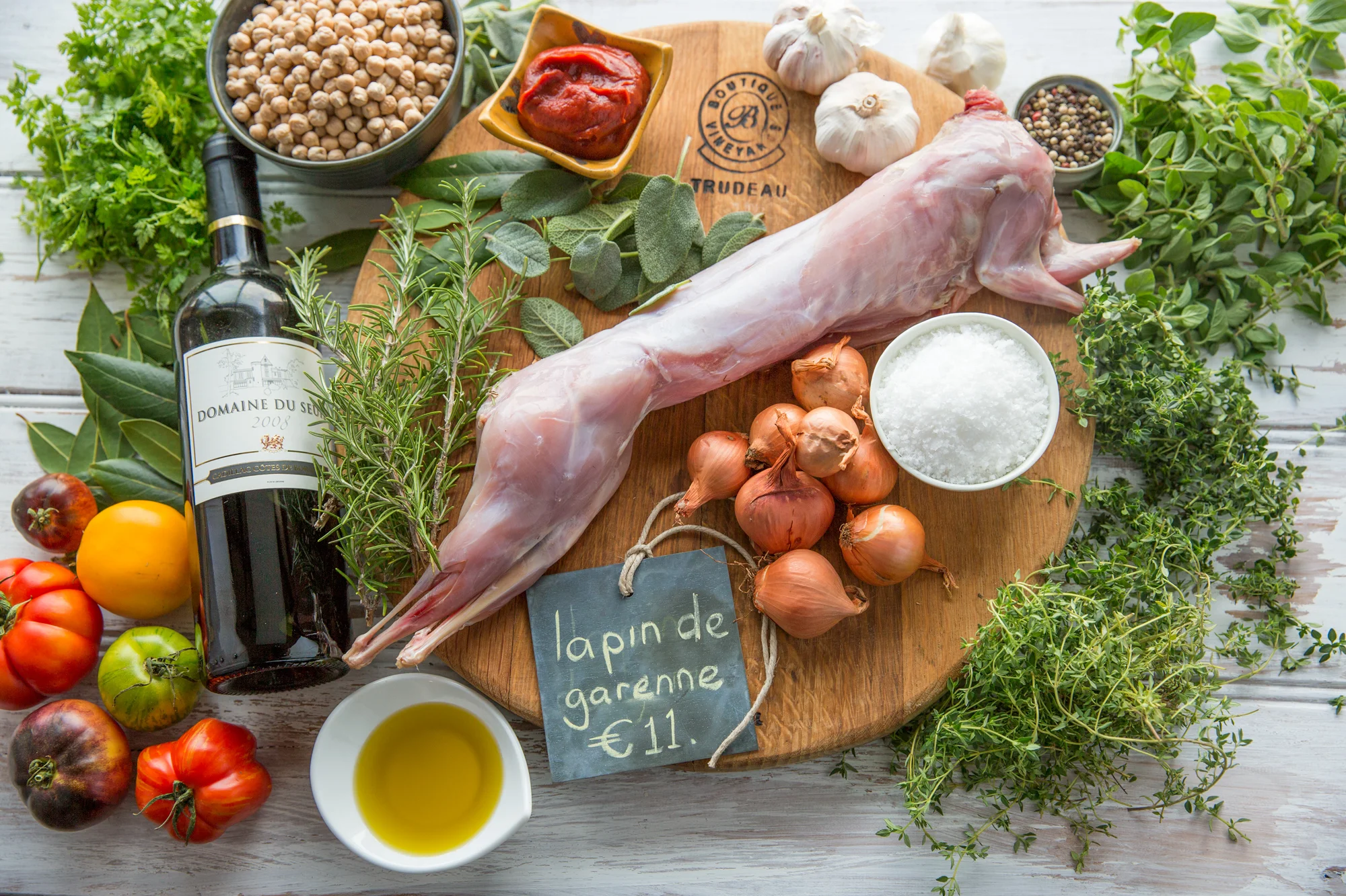 Provincial rabbit stew ingredients. 2016.