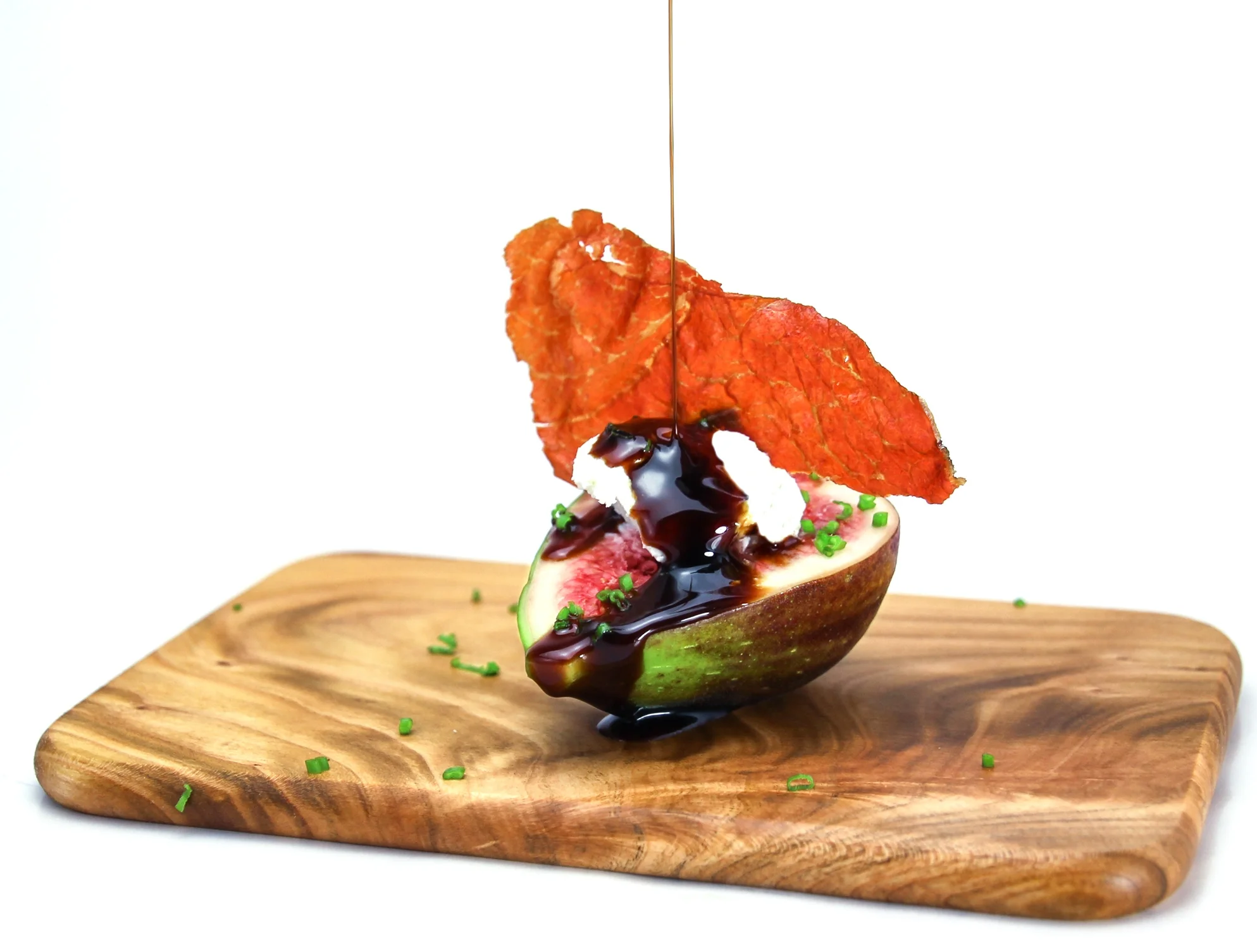 Fig, chèvre, prosciutto and vincotto. For The Essential Ingredient, 2015.