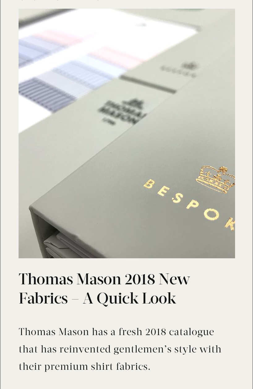  Thomas Mason 2018 New Fabrics - A Quick Look  Read the article  
