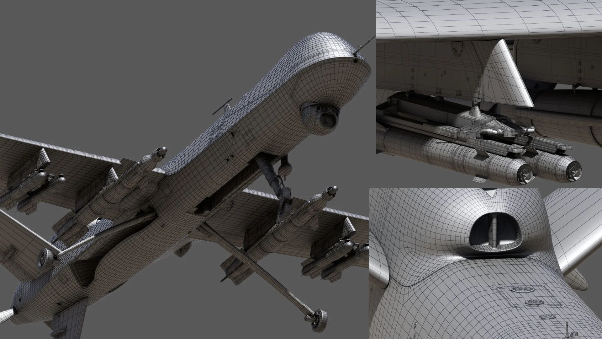 MQ-9 Reaper Drone wireframe 2