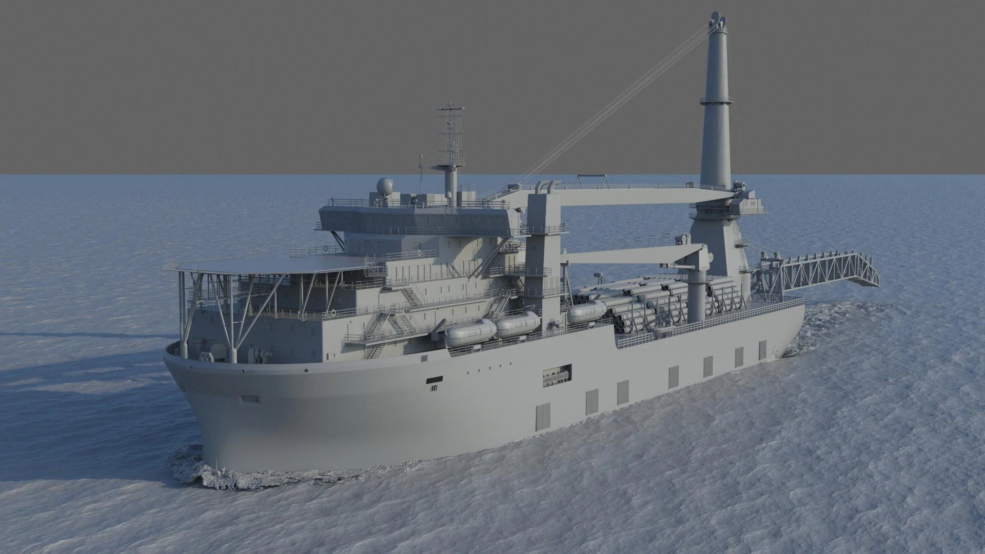 STG Offshore Pipelay 3D Vessel Animation Clay Render