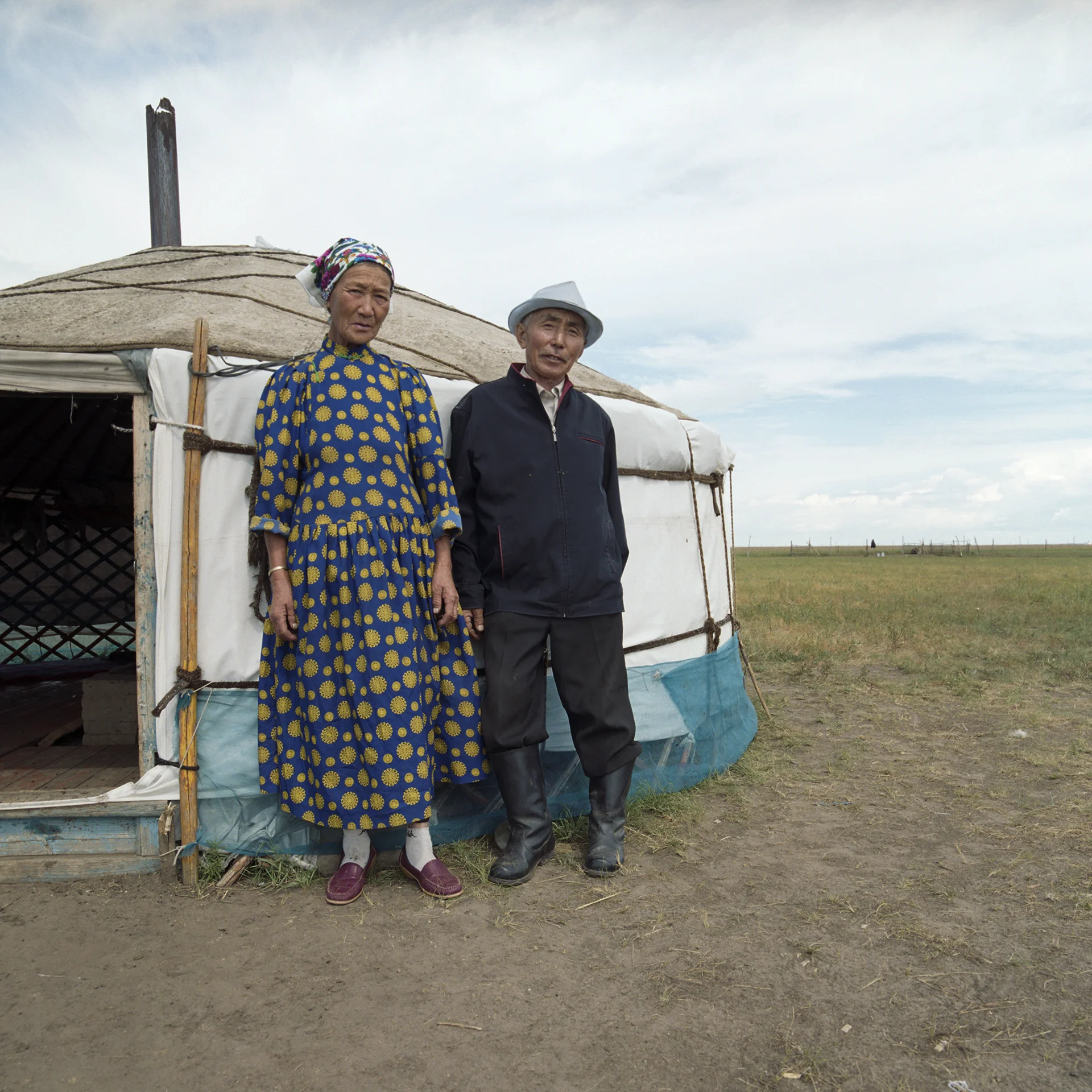 2008 Inner Mongolia - an old couple in front of their yurt.