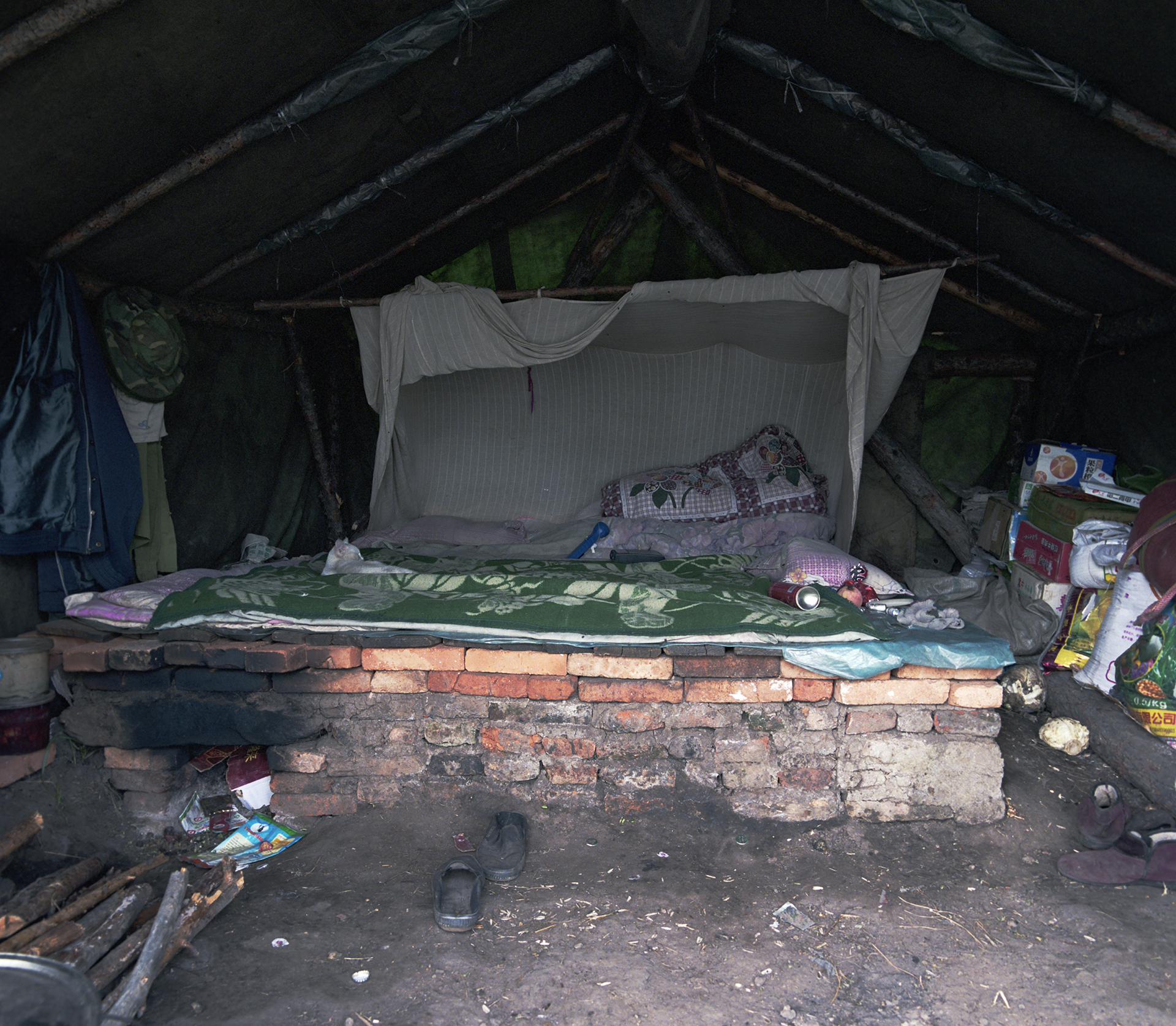 2008 Inner Mongolia - tent with a bed that can be heated. We are higher up, so it can be cold in the night.