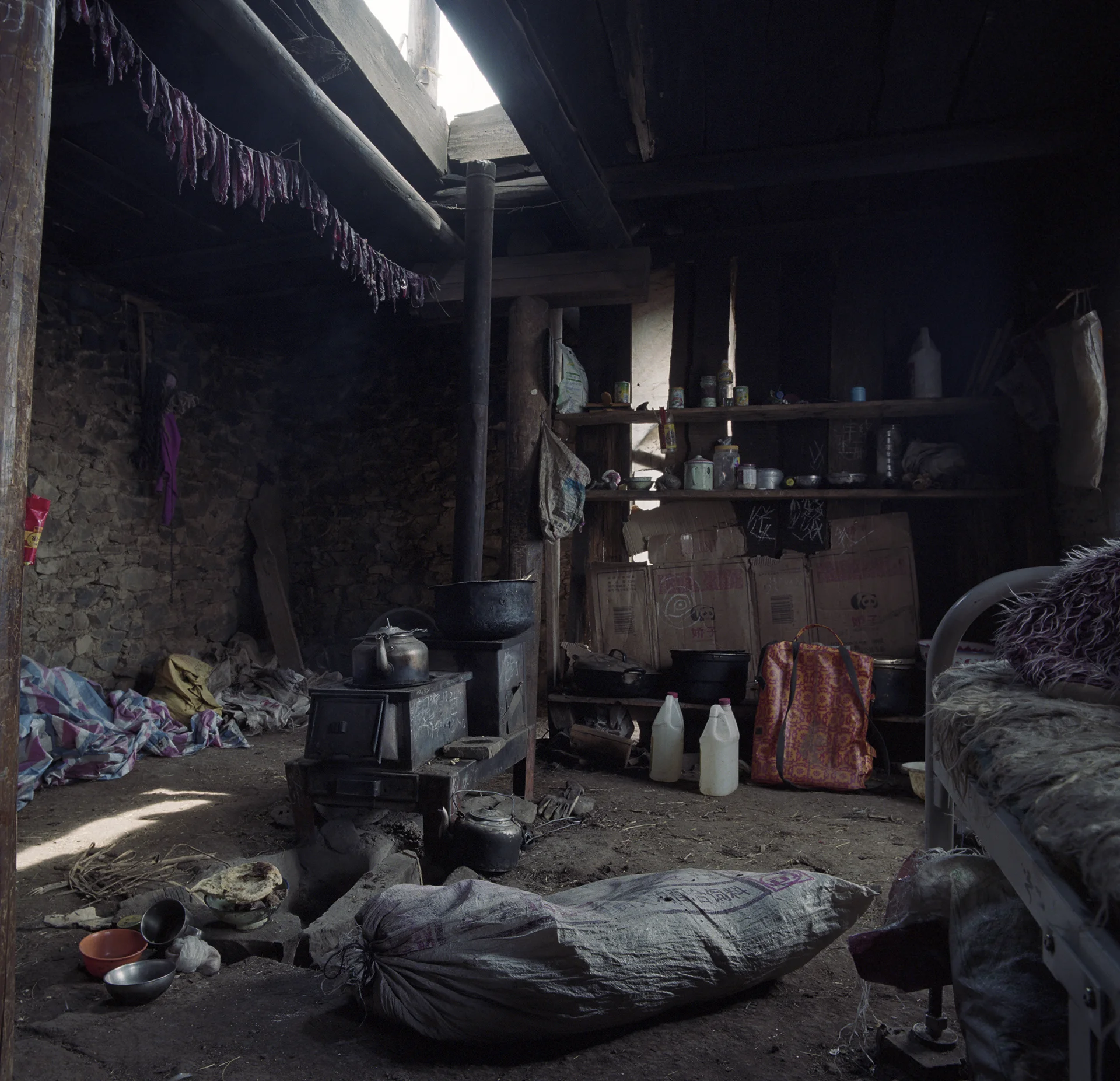 2010, Taziba - winterhome. The roof is open to let the smoke out. In winter it gets easily -25C and lower.