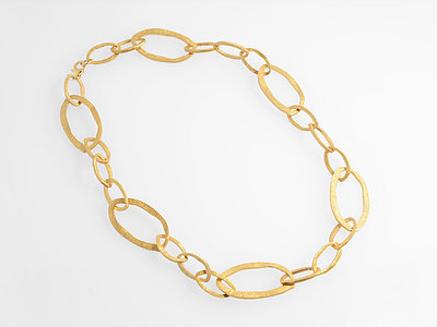 Brushed Gold Plated Irregular Oval Necklace