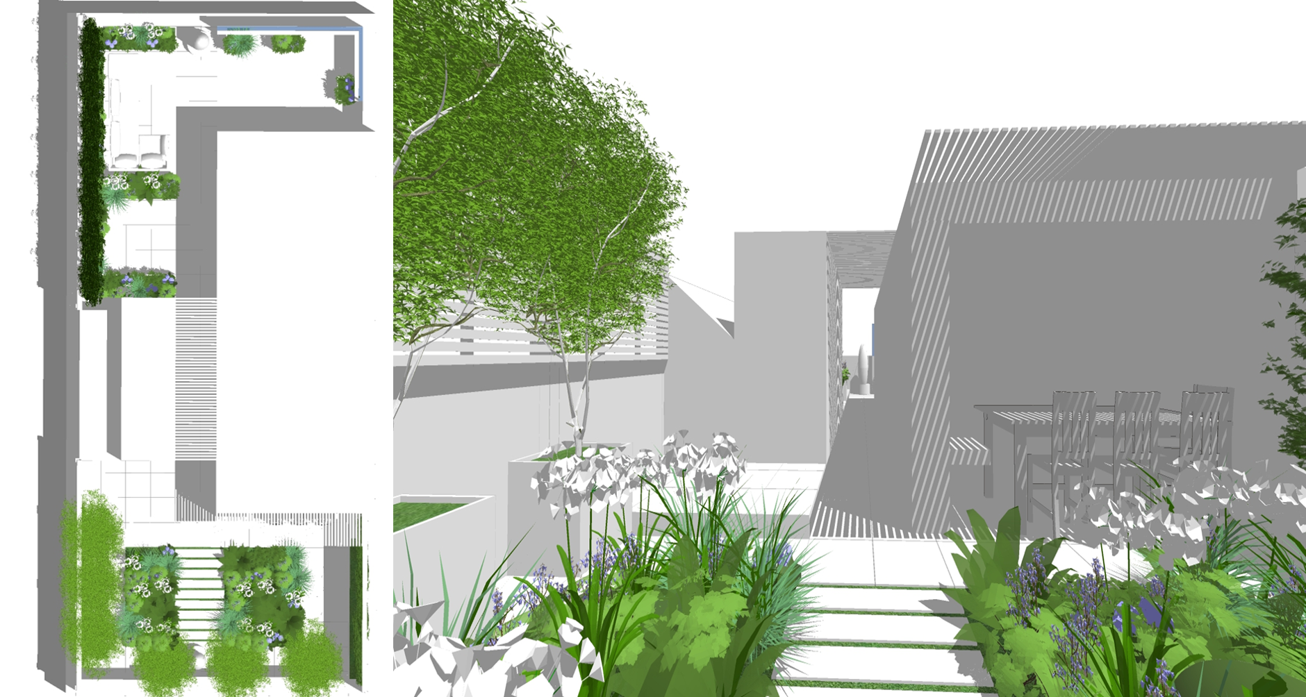 M1633 - Design and installation of new roof terrace for a private penthouse in Belsize Park London. Design: Modular