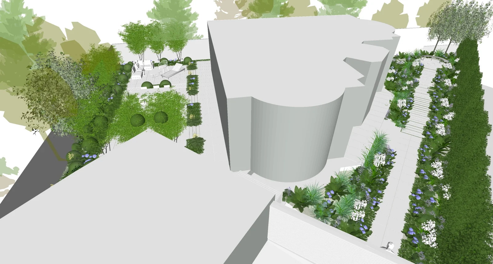 M1639 - Design and installation of landscape surrounding a private residence in north London. Design: Modular