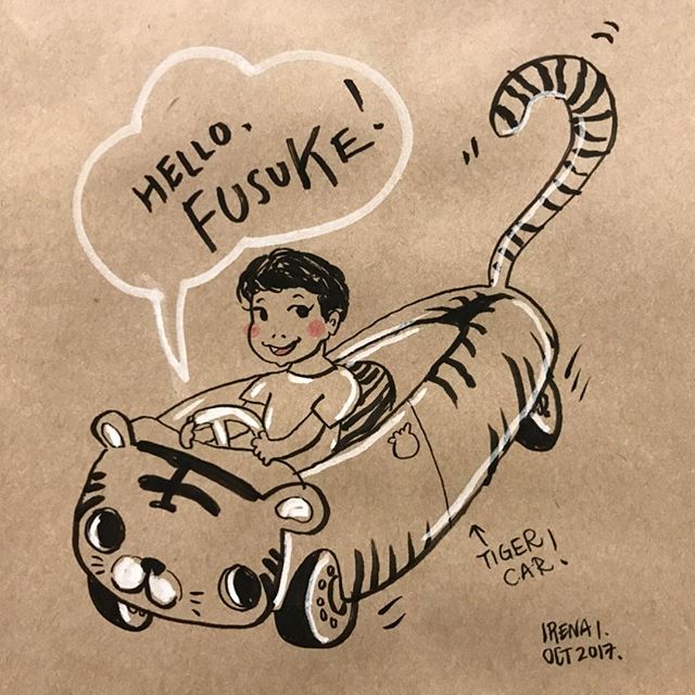 Had lunch with this boy today 🐯 #curiousfusuke #illustration #portrait #tigercar