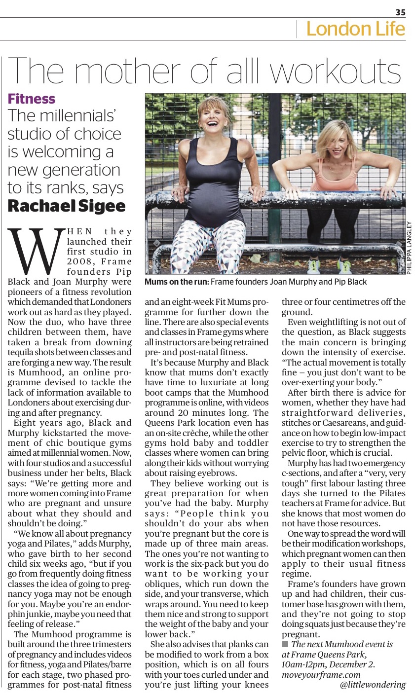 Feature on pregnancy and motherhood exercise