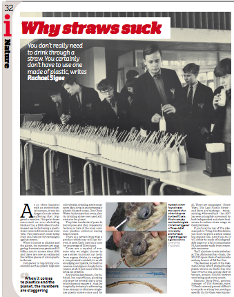 The i Paper feature on plastic drinking straws