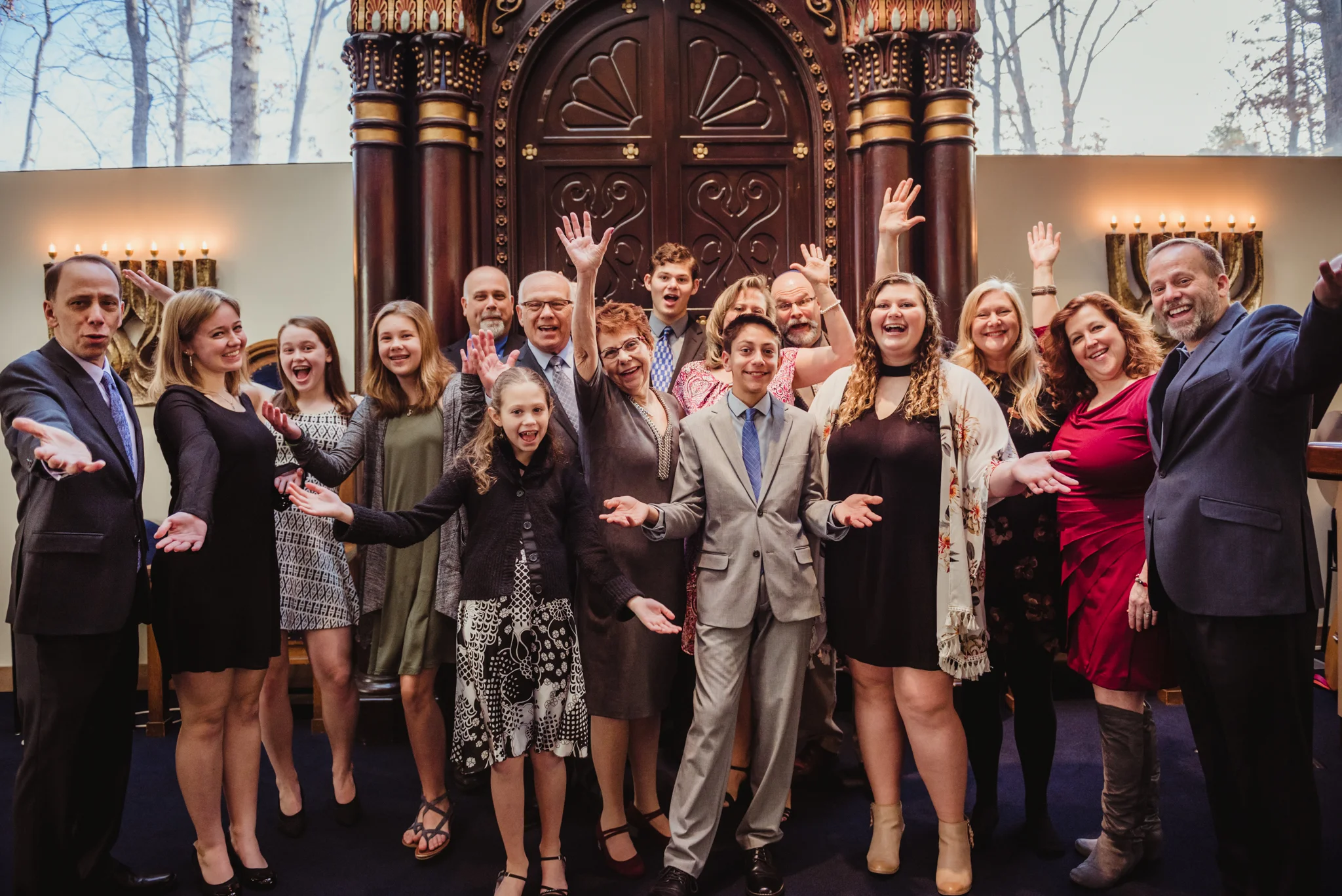 Noah's Family celebrates together on the bema before he becomes bar mitzvah!