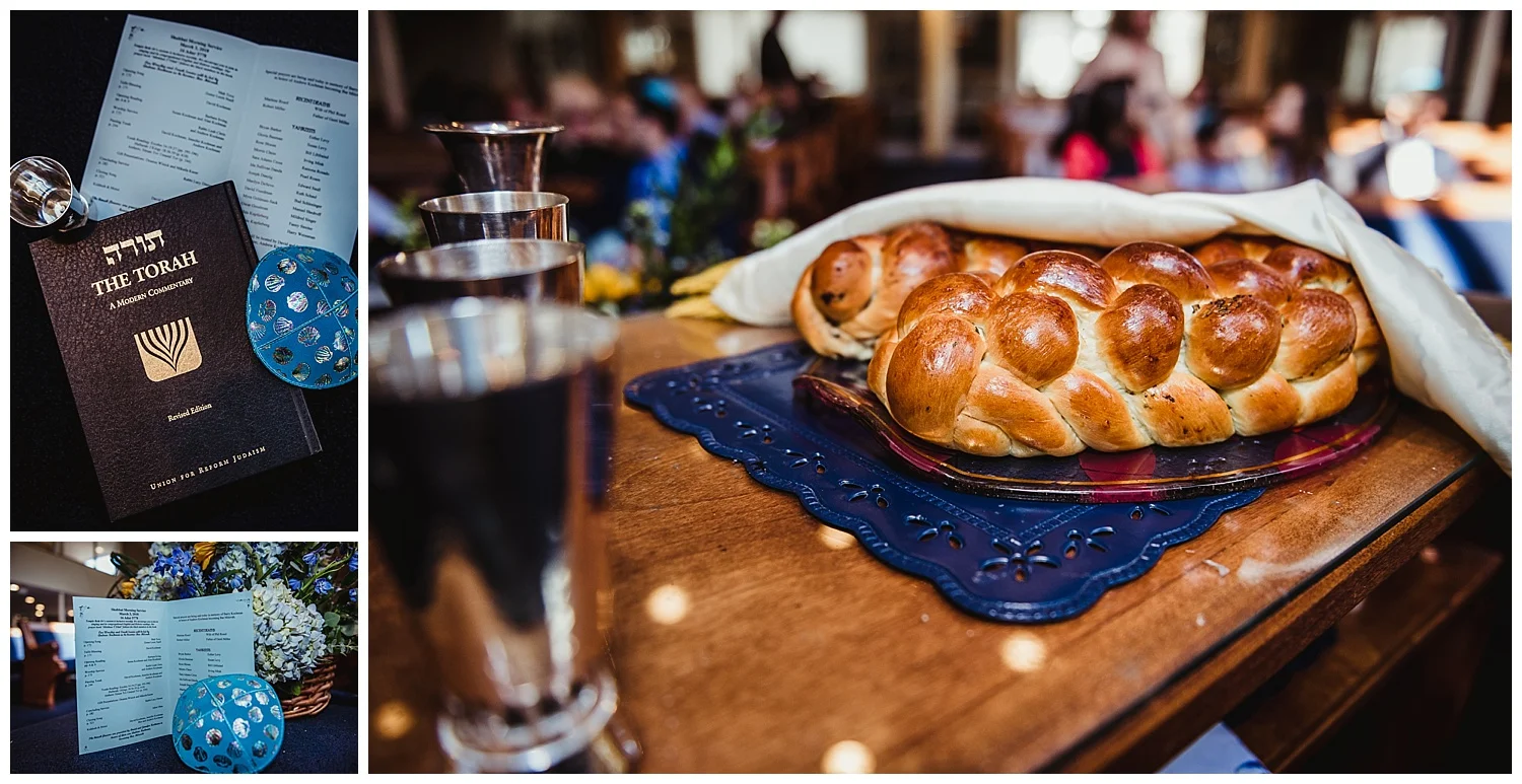 Details of Andrew's bar mitzvah ceremony at Temple Beth Or in Raleigh, NC.