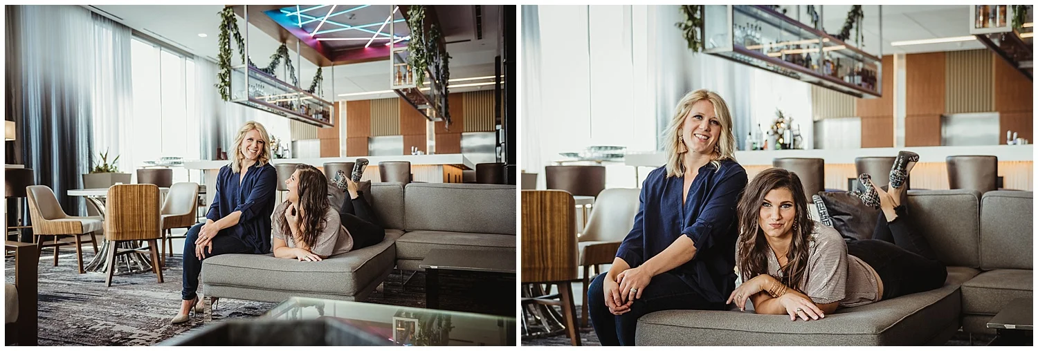 Sarah and Liz from Metro's Other Woman had a great time posing for headshots and branding photos with Rose Trail Images at Level7 Rooftop Bar in Raleigh, NC.
