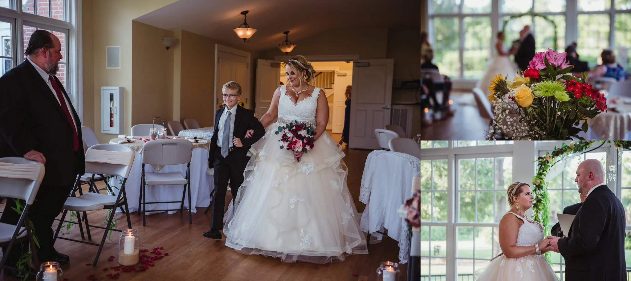 The bride had her son walk her down the aisle at her wedding at the Rand-Bryan House in Raleigh, photos by Rose Trail Images.