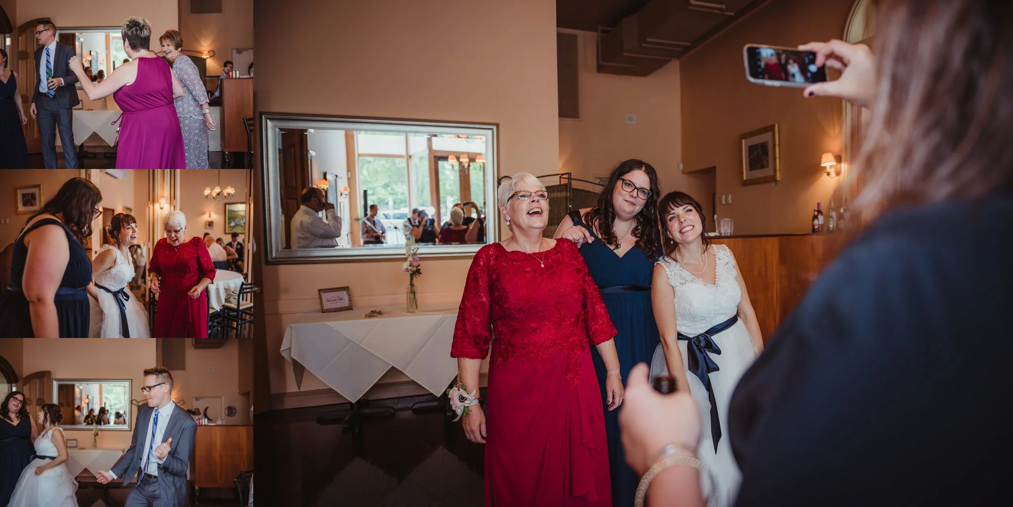 Guests were having a lot of fun dancing during the wedding reception at Caffe Luna, pictures taken by Rose Trail Images in Raleigh, NC.