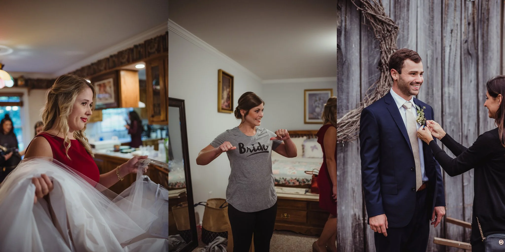 The bride and groom both got ready before their wedding at The Little Herb House in Raleigh, North Carolina. Photo by Rose Trail Images.