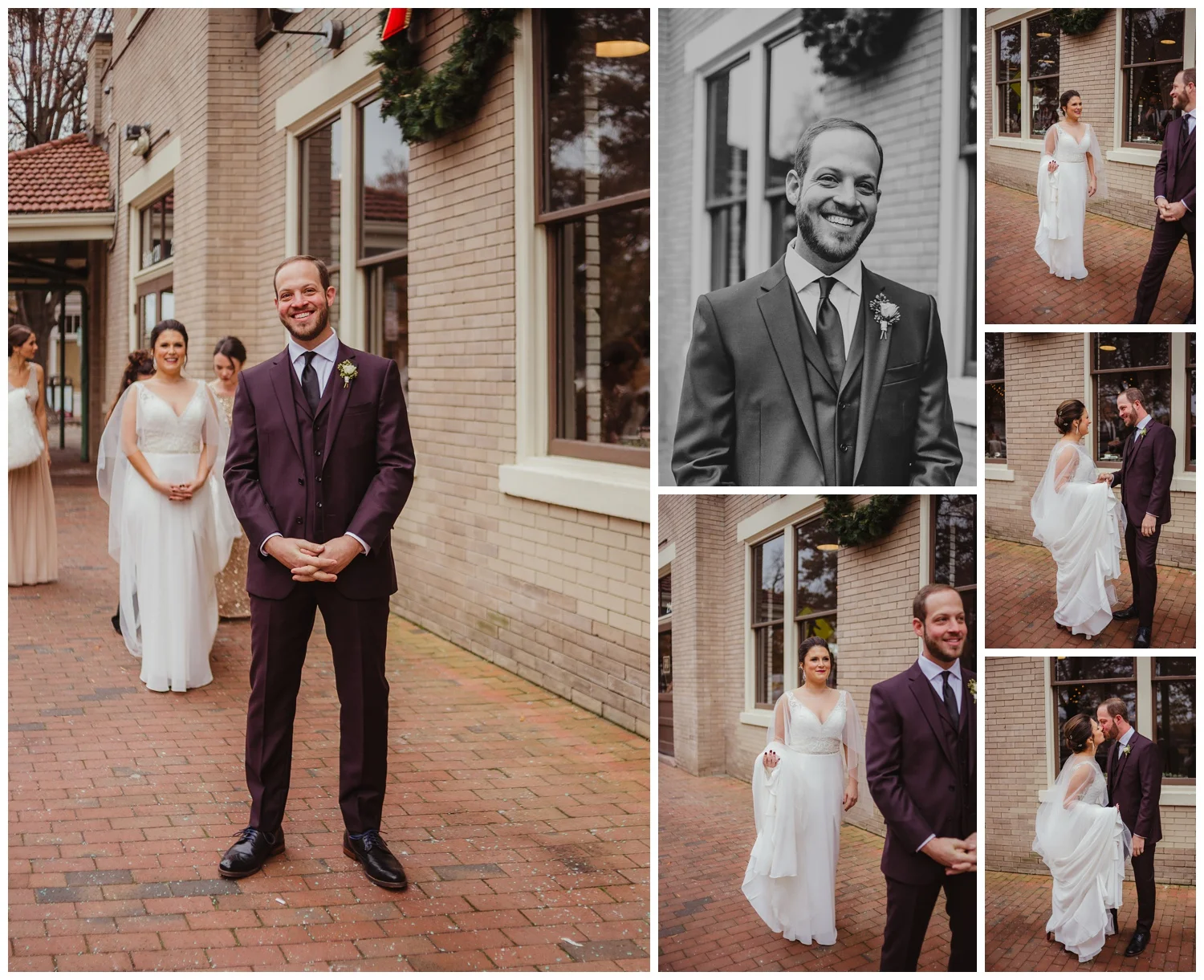 The bride and groom had a first look outside before their wedding ceremony in downtown Raleigh, photos by Rose Trail Images.