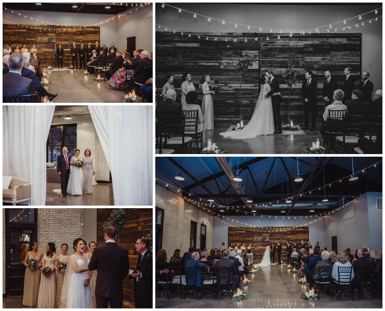 The bride and groom exchange vows during their indoor wedding ceremony in downtown Raleigh, photos by Rose Trail Images.