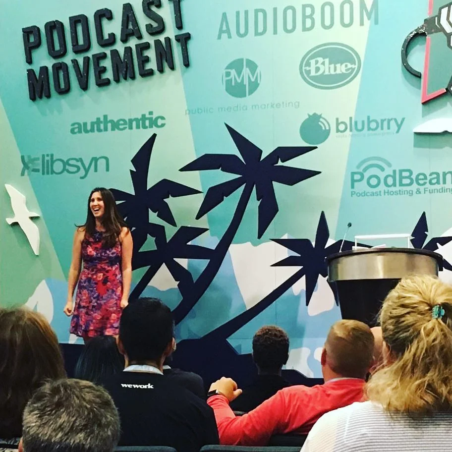 Cathy speaking at Podcast Movement 2017