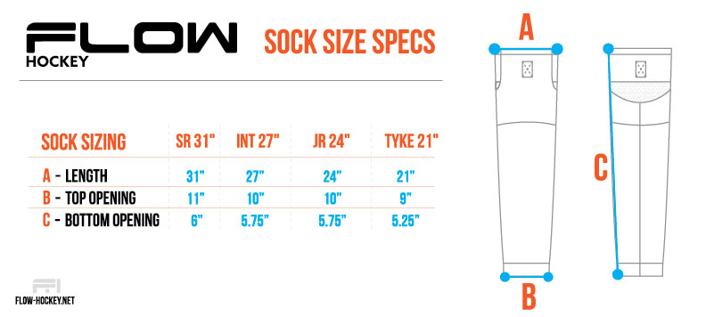 Ice Hockey Socks Size Chart