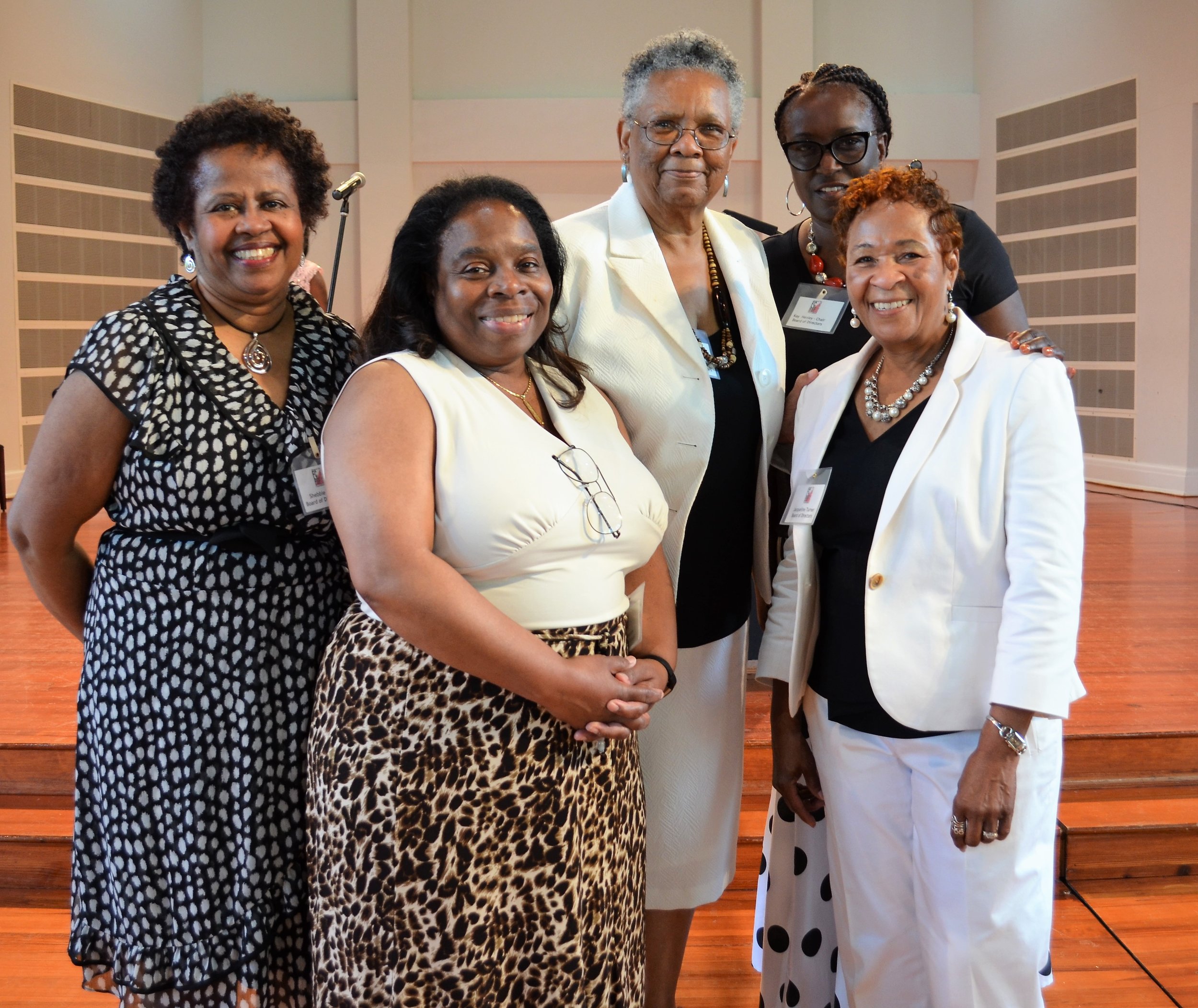  (Left to Right) 2018-2019 FCPSF Board Members: Shebbie R. Rice, Melanie E. Cooke, Carolyn Gullatt, Kay Henley and Jacqueline Turner. (Not Pictured: Shadonna Logan and Ingrid Williams) 