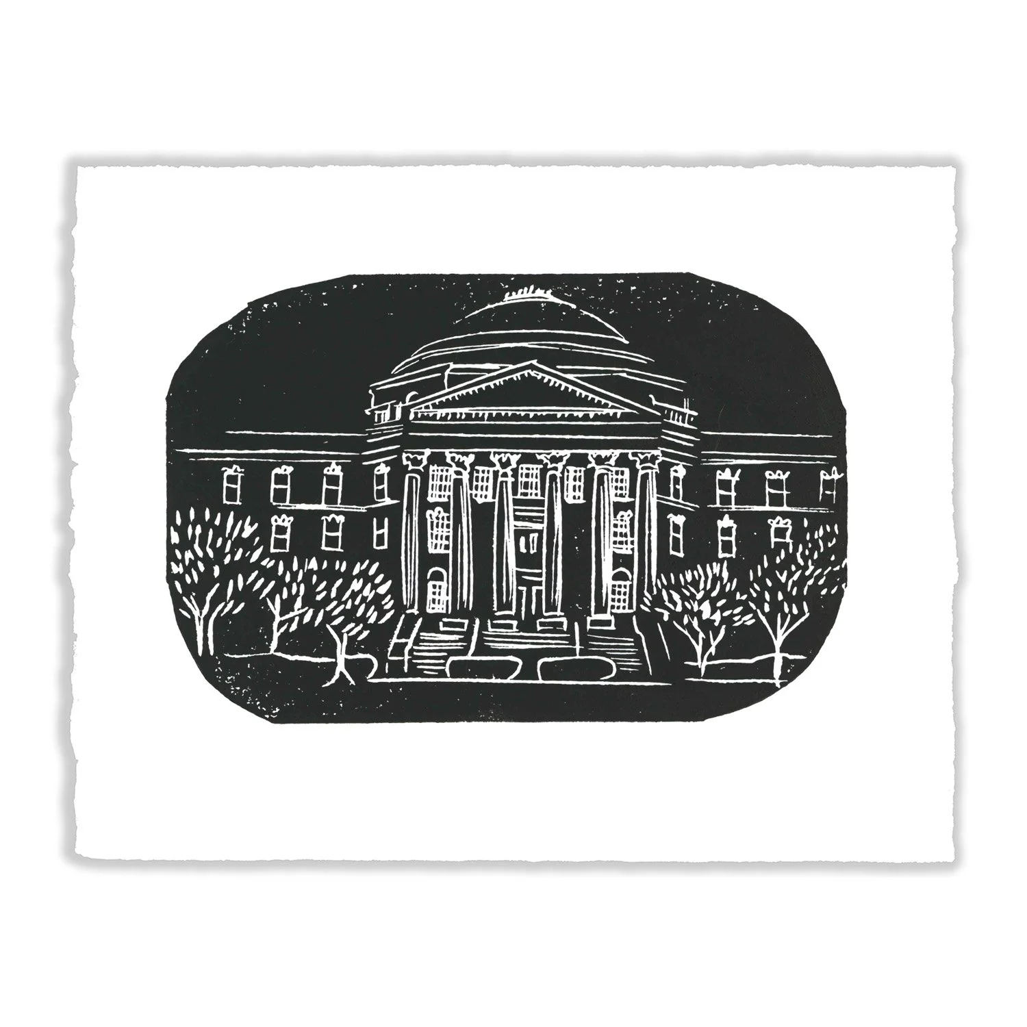 SMU, Dallas Hall Linocut