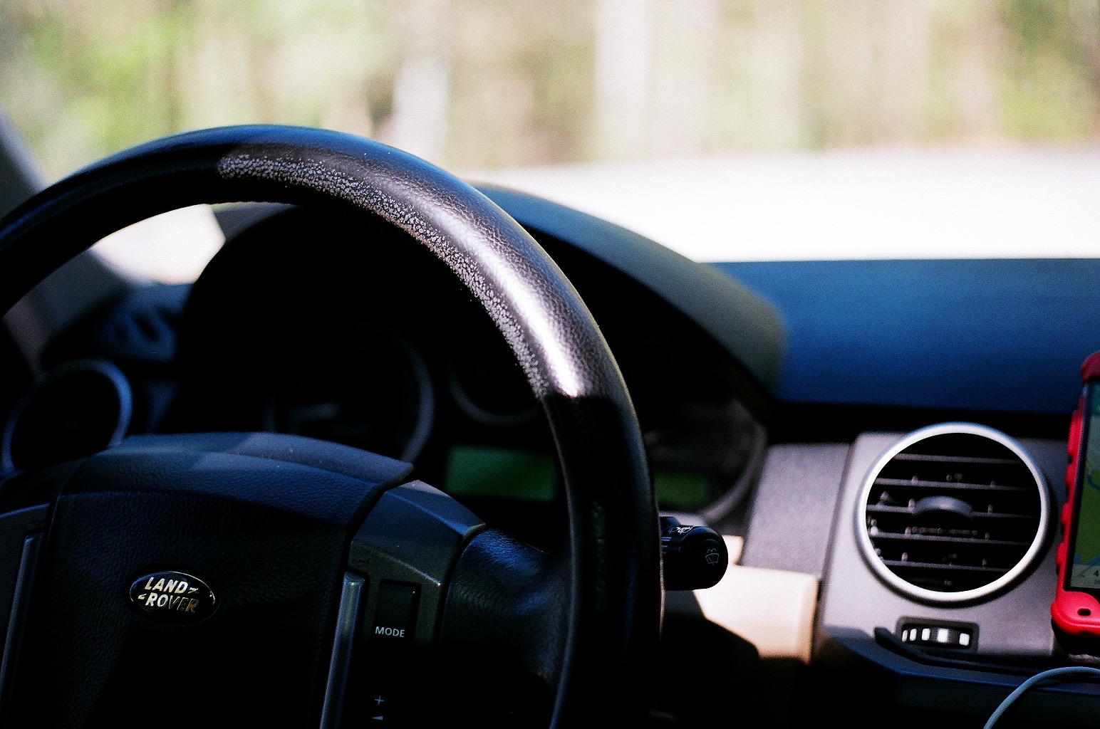 - my camera ate a roll of film in Georgia, and this photo of the steering wheel is all that survived. 