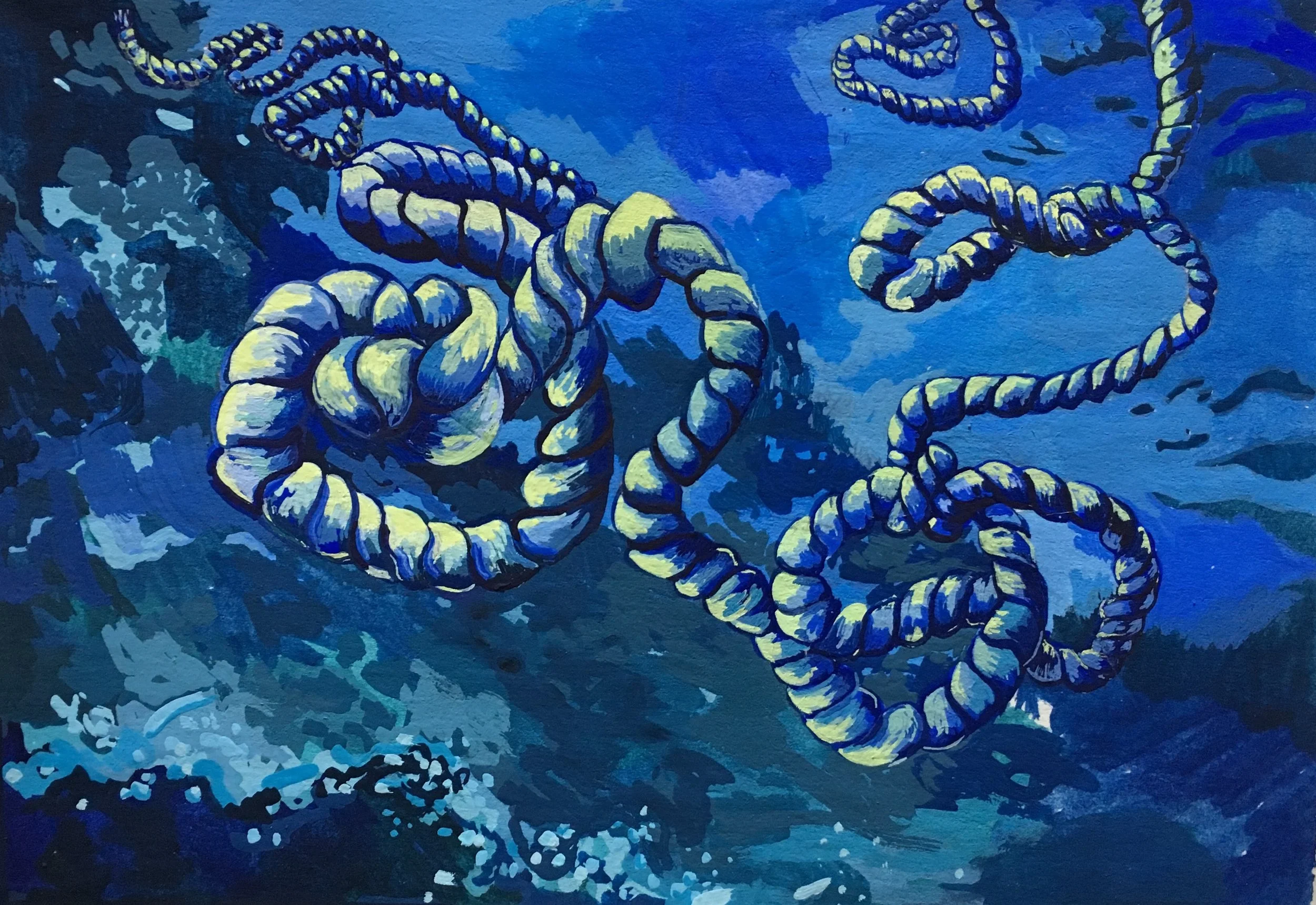 The Rope, 2017, Gouache on Paper, 6 x 4"