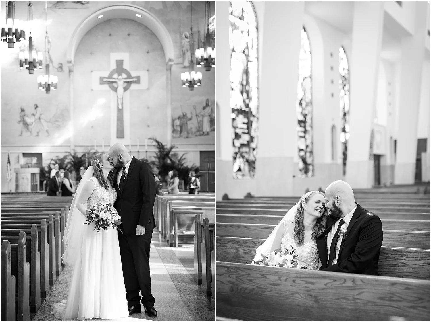 bride and groom portraits in a church long island new york wedding