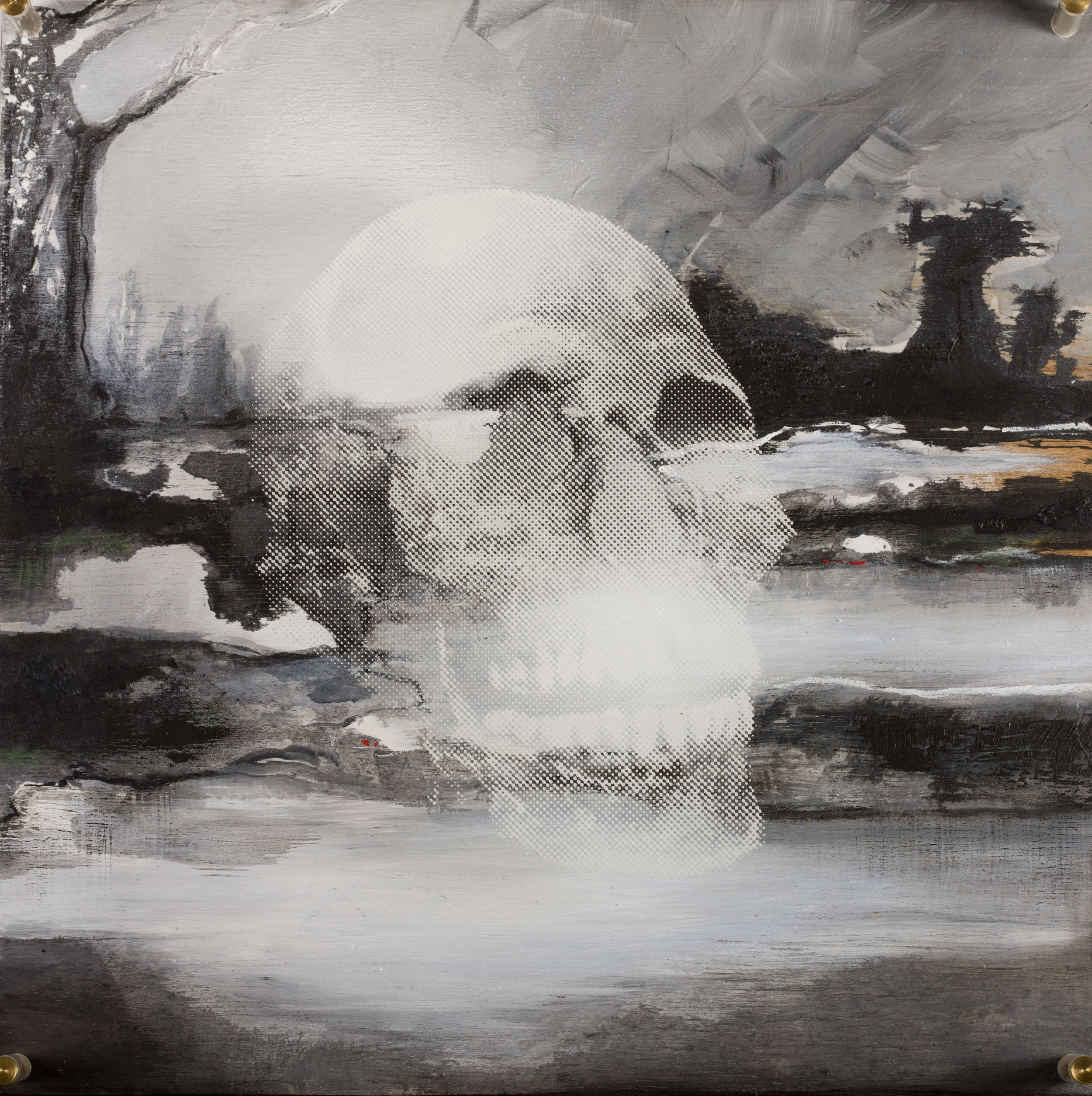 PaysageVision de jourTechnique mixte : altuglass et bois 40 x 40 cm