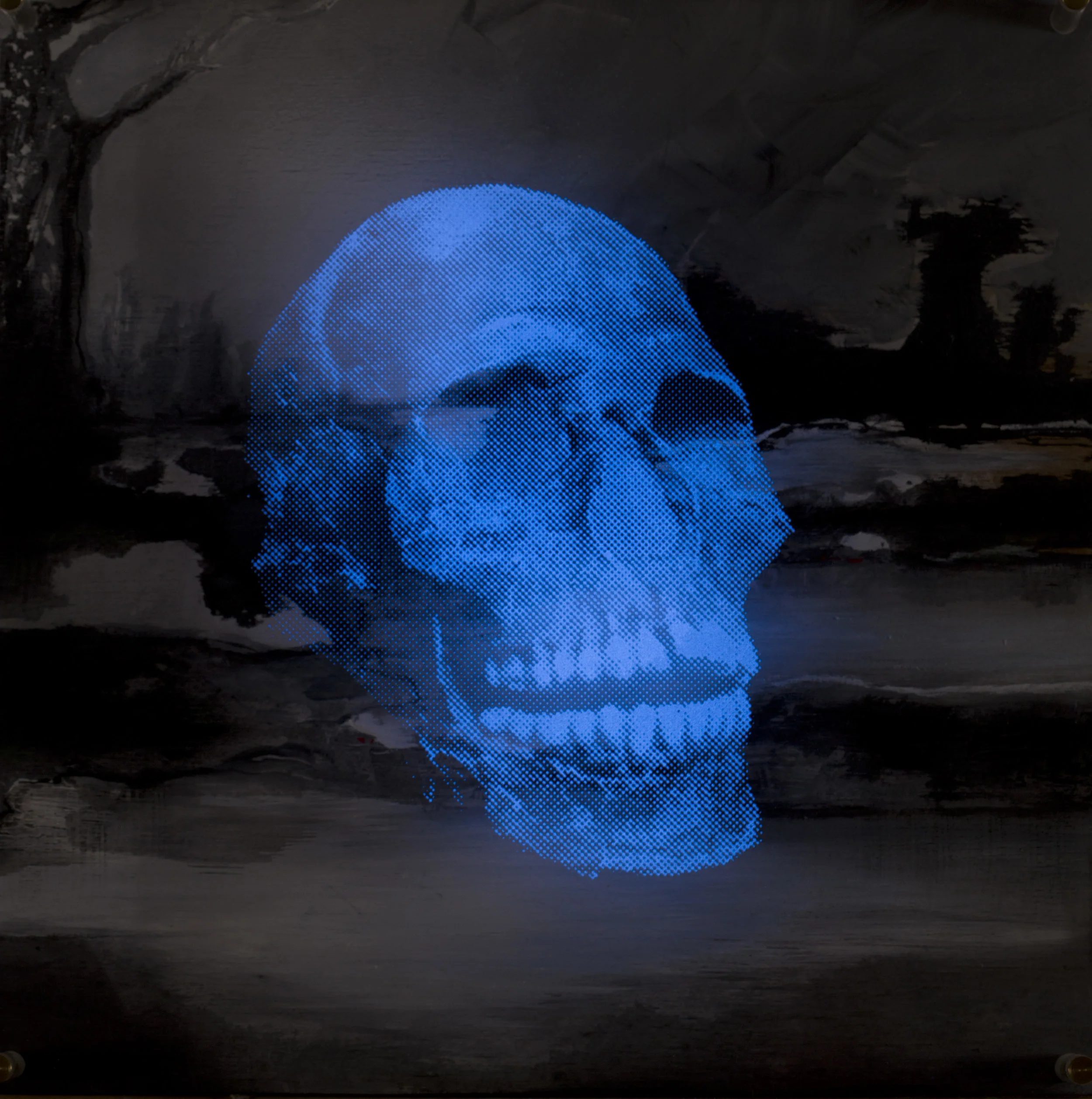 PaysageVision de nuitTechnique mixte : altuglass et bois 40 x 40 cm